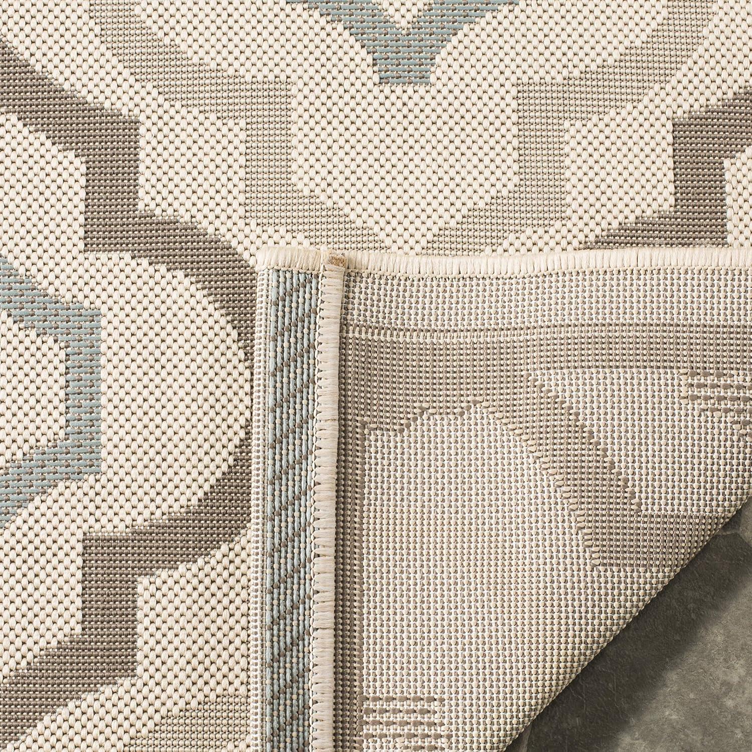 SAFAVIEH Courtyard Bayon Geometric Indoor/Outdoor Area Rug, Beige/Dark Beige, 5'3" x 7'7"