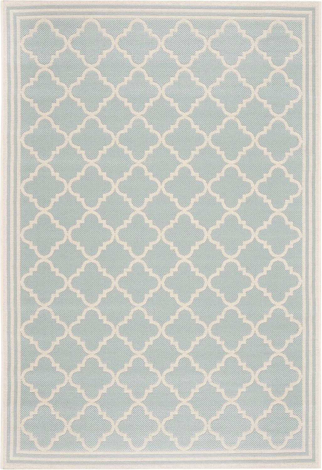 Beach House BHS121 Power Loomed Indoor/Outdoor Accent Rug - Aqua/Cream - 3'x5' - Safavieh