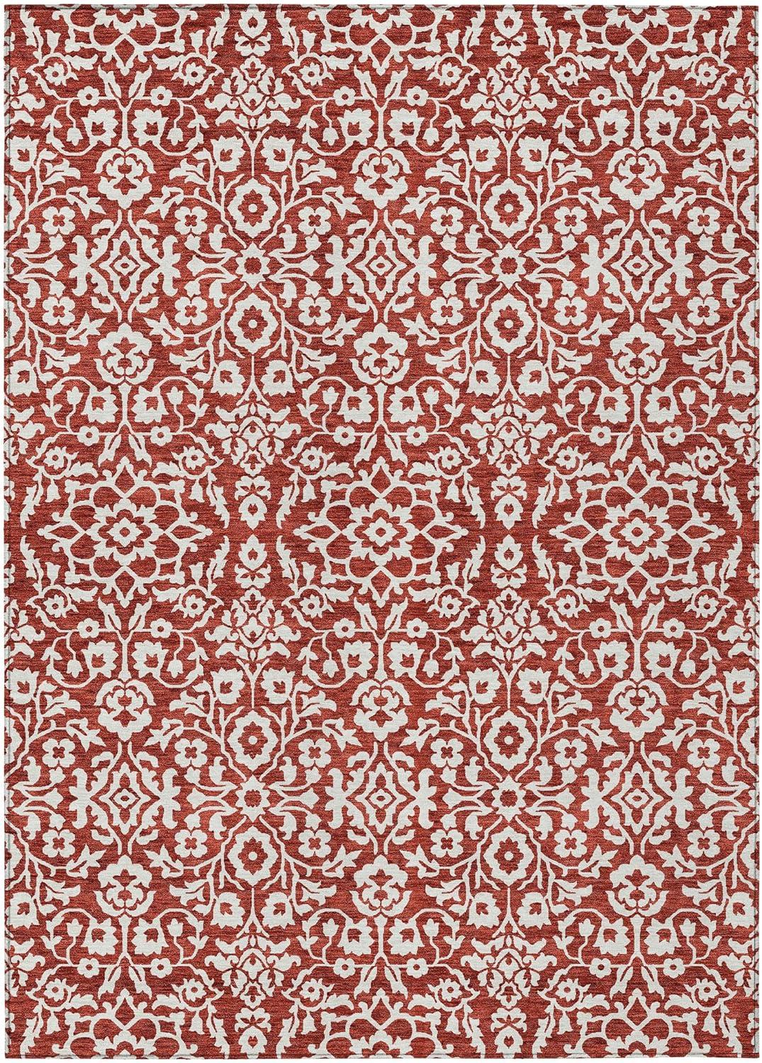 Red and White Synthetic Flat Woven Rectangular Rug 2'6" x 3'10"
