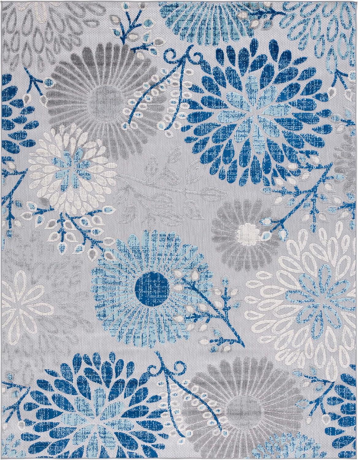 SAFAVIEH Cabana Garnet Floral Indoor/Outdoor Area Rug, Grey/Blue, 10' x 14'