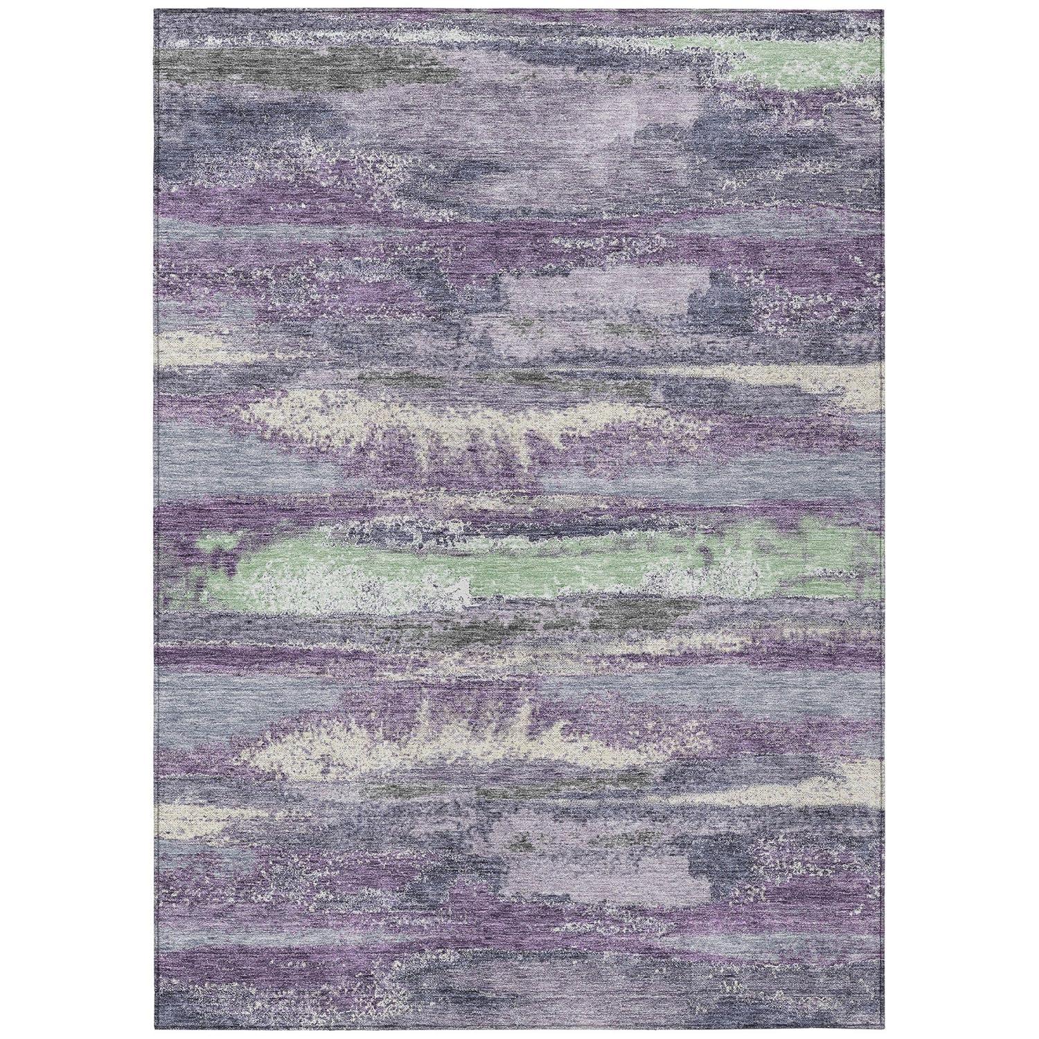 Purple Abstract 3' x 5' Machine Washable Indoor Outdoor Rug