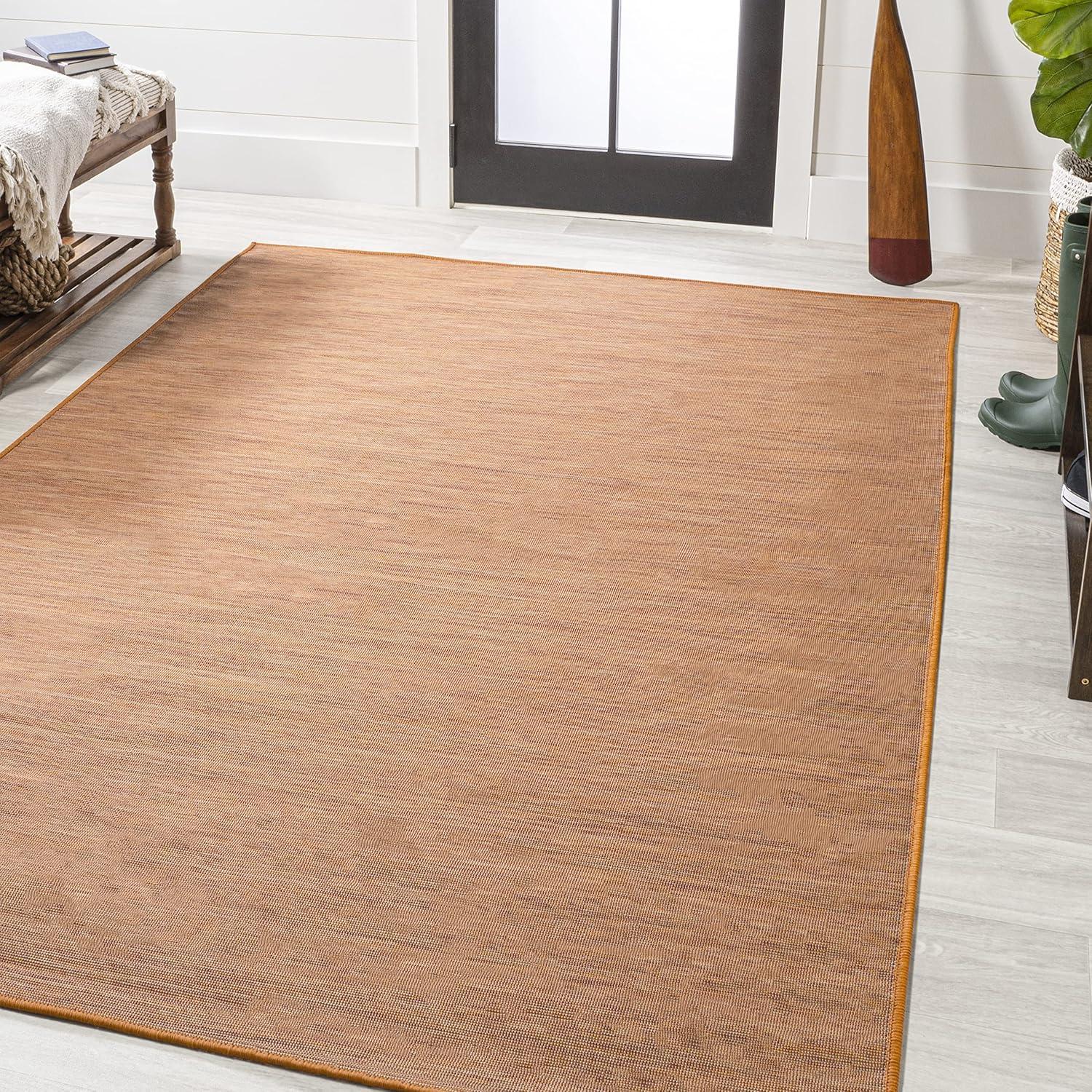 8'x10' Ethan Modern Flatweave Solid  Area Rug, Orange - JONATHAN Y
