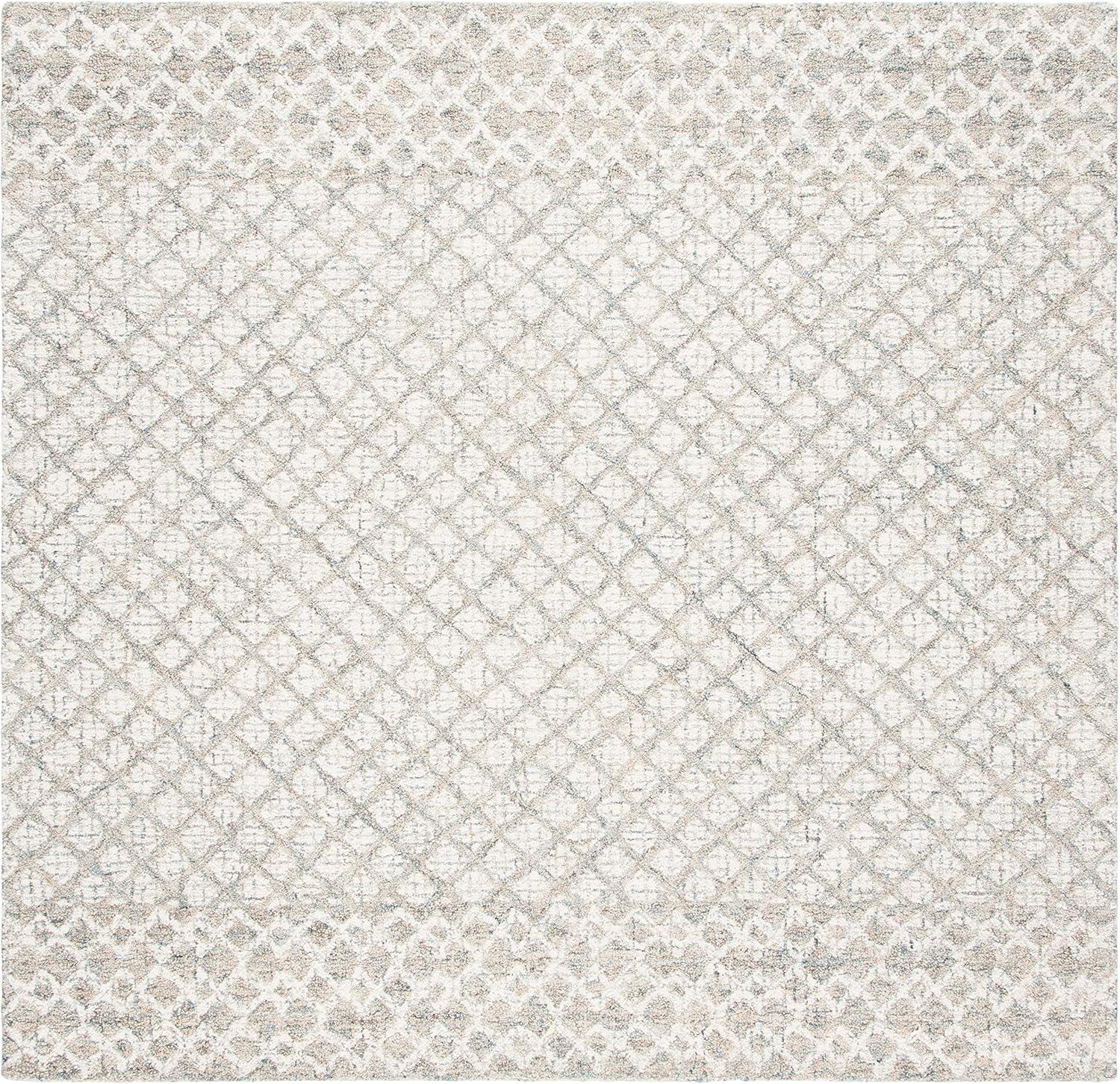SAFAVIEH Abstract Ryder Abstract Wool Area Rug, Ivory/Grey, 8' x 8' Square