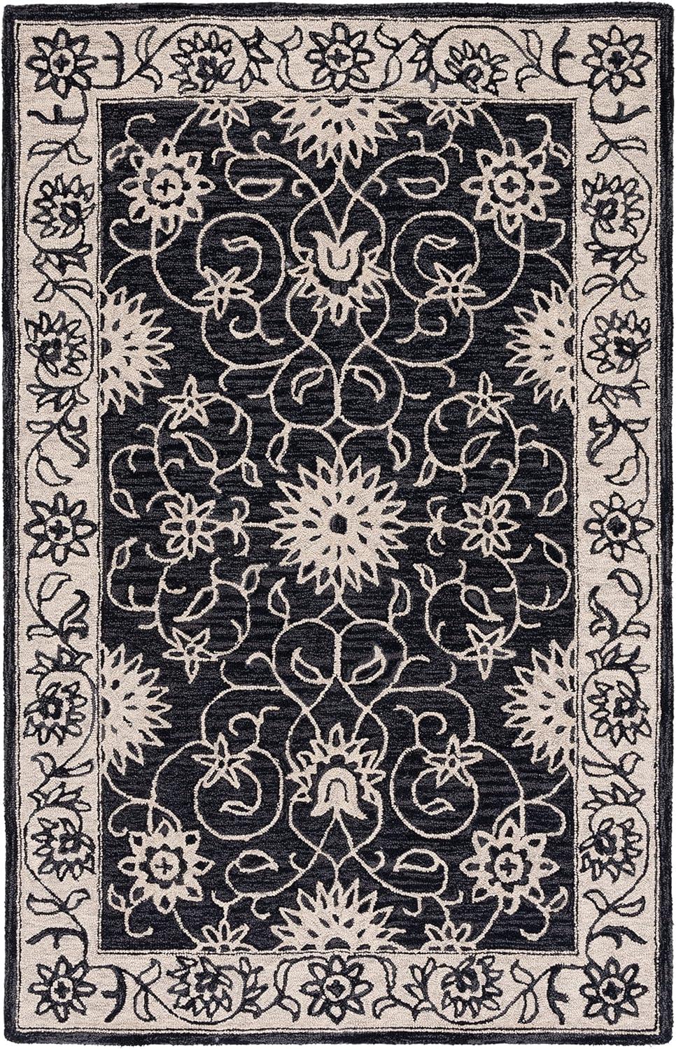 Jardin JAR601 Hand Tufted Area Rug - Black/Ivory - 8'x10' - Safavieh