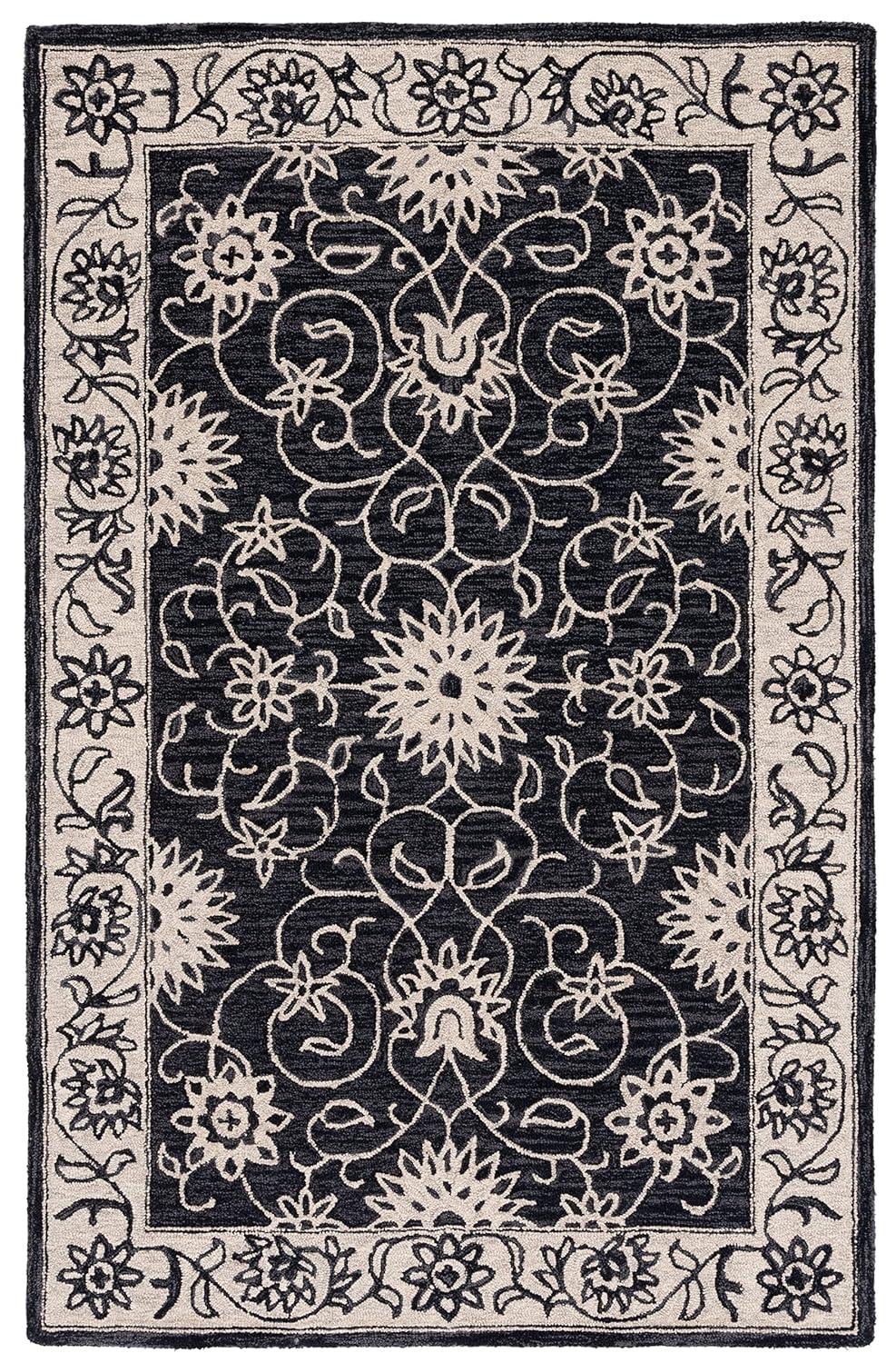 Jardin JAR601 Hand Tufted Accent Rug - Navy/Ivory - 3'x5' - Safavieh