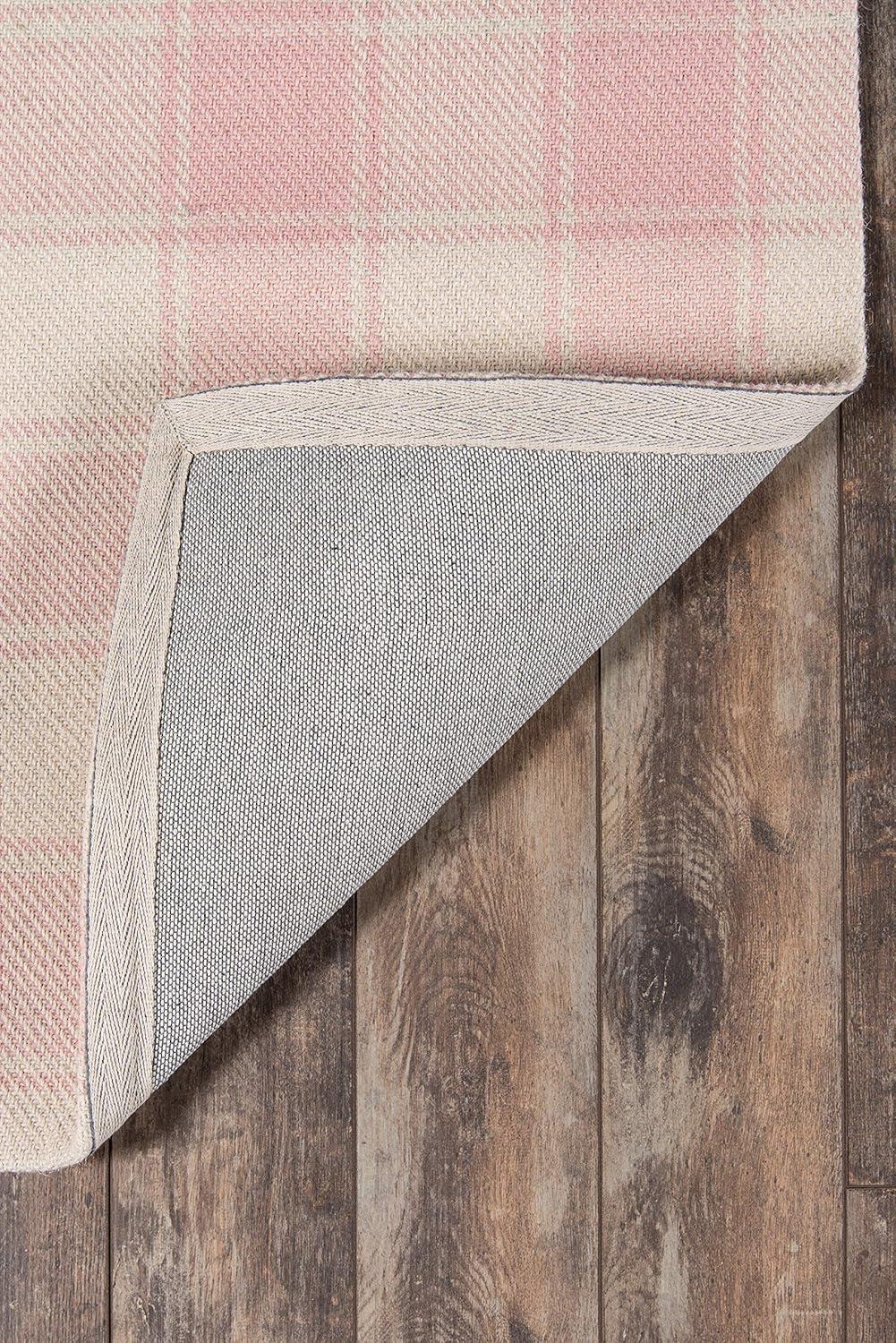 Marlborough Plaid Handmade Flatweave Wool Pink/Ivory Area Rug