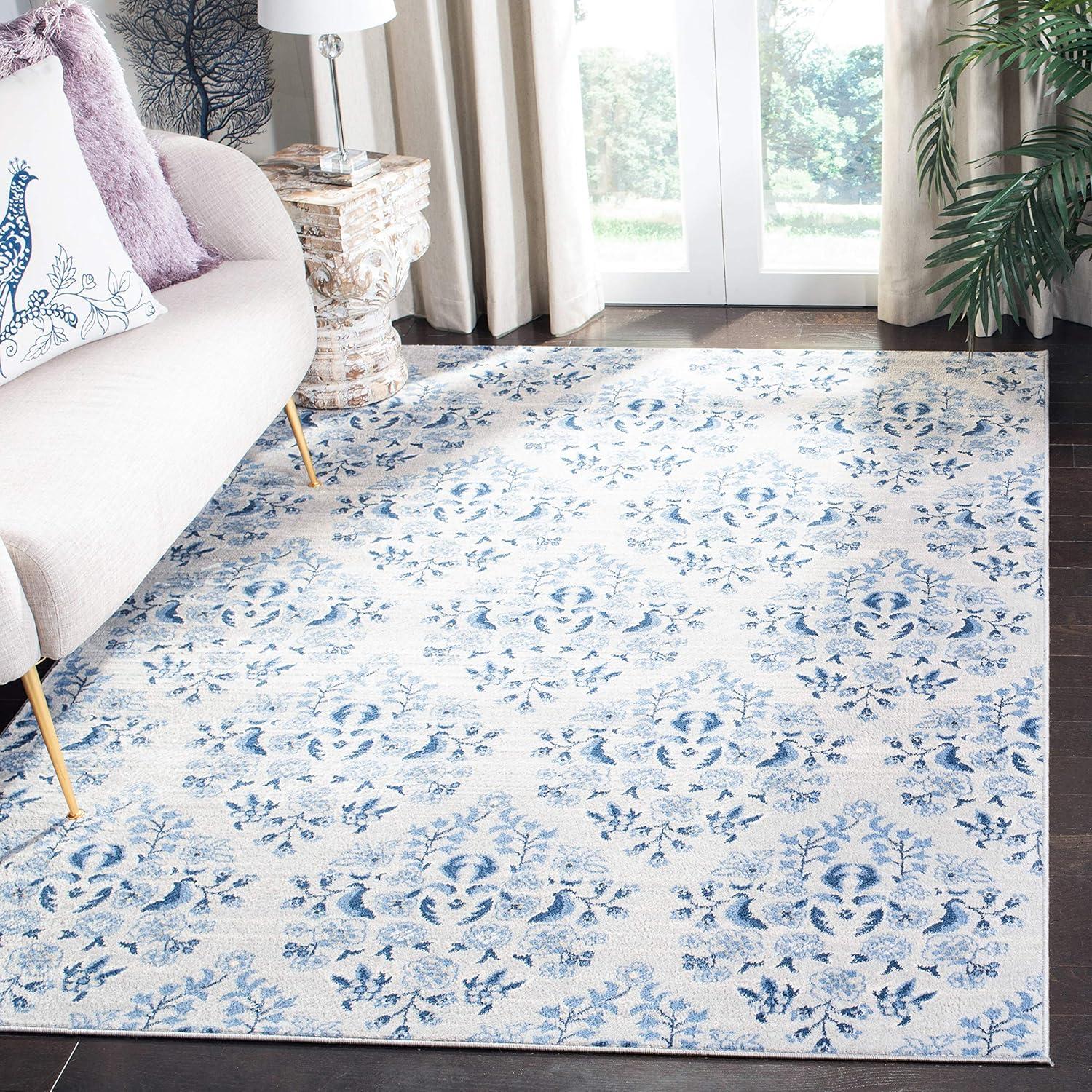 Brentwood BNT856 Power Loomed Area Rug - Cream/Blue - 4'x6' - Safavieh.
