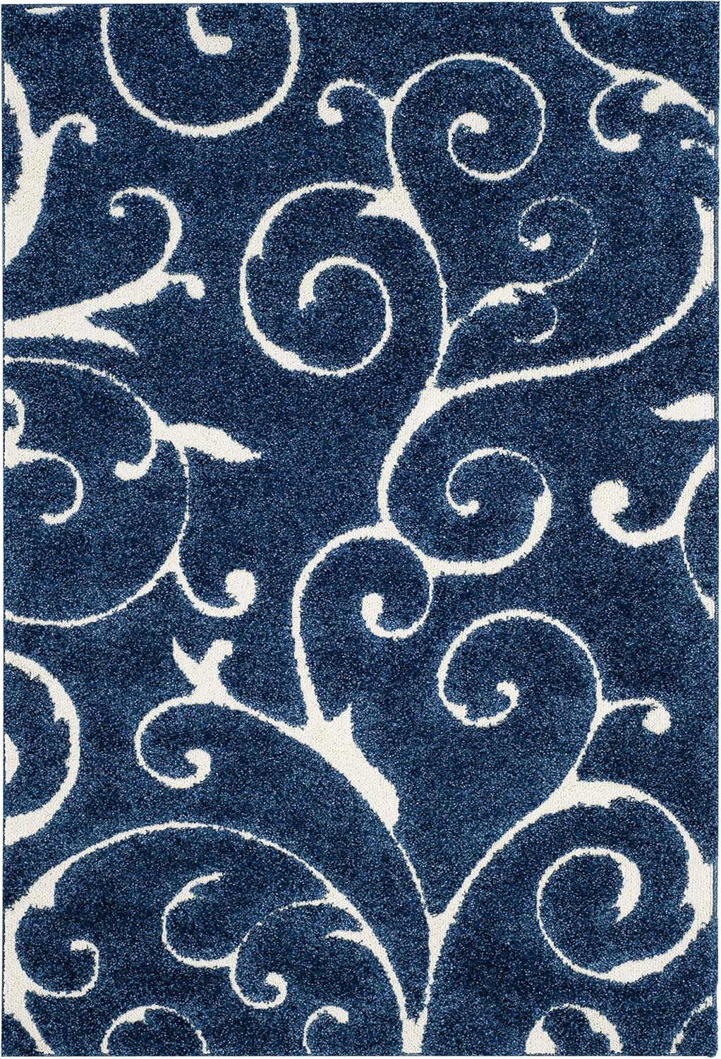 Florida Shag SG455 Power Loomed Indoor Area Rug - Dark Blue/Cream - 5'3"x7'6" - Safavieh.