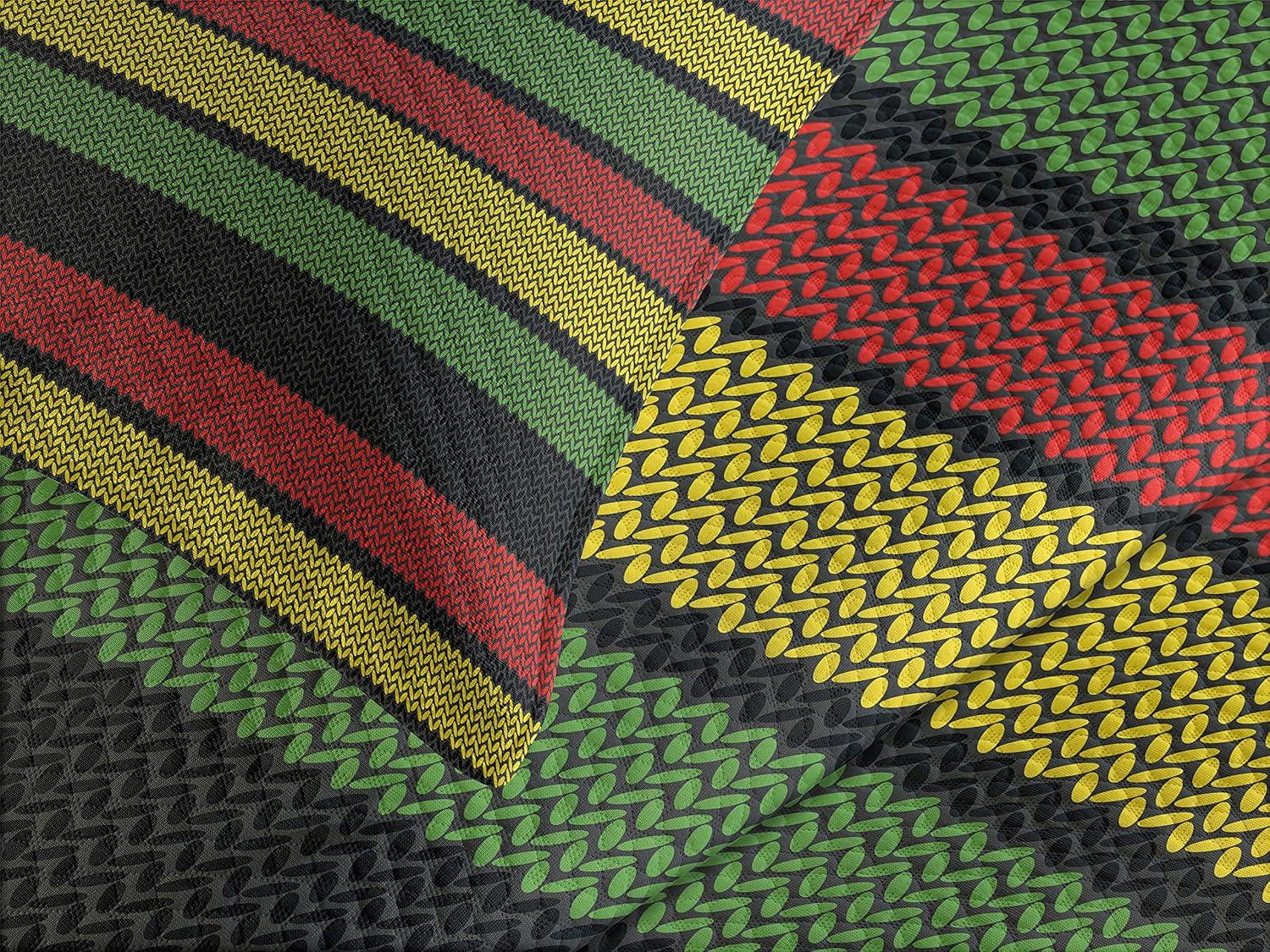 Ambesonne Jamaican Bedspread Set Knitted Rasta Lines Multicolor | Wayfair