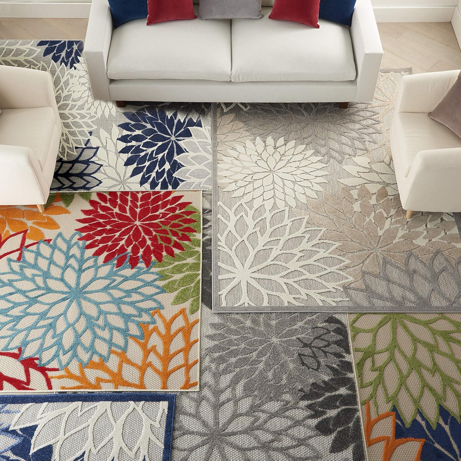 Nourison Aloha Floral Bloom Flatweave High-Low Indoor Outdoor Area Rug Multicolor 3'6" x 5'6"