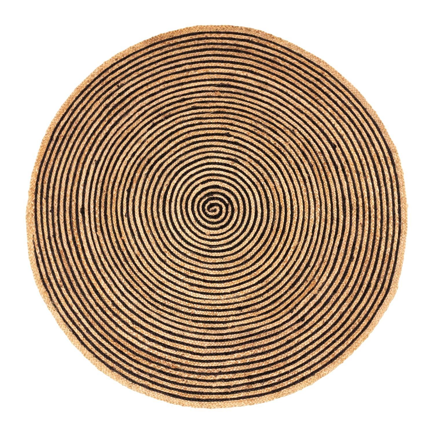 Superior Braided Jute Handwoven Indoor Outdoor Area Rug, 10' Round, Black