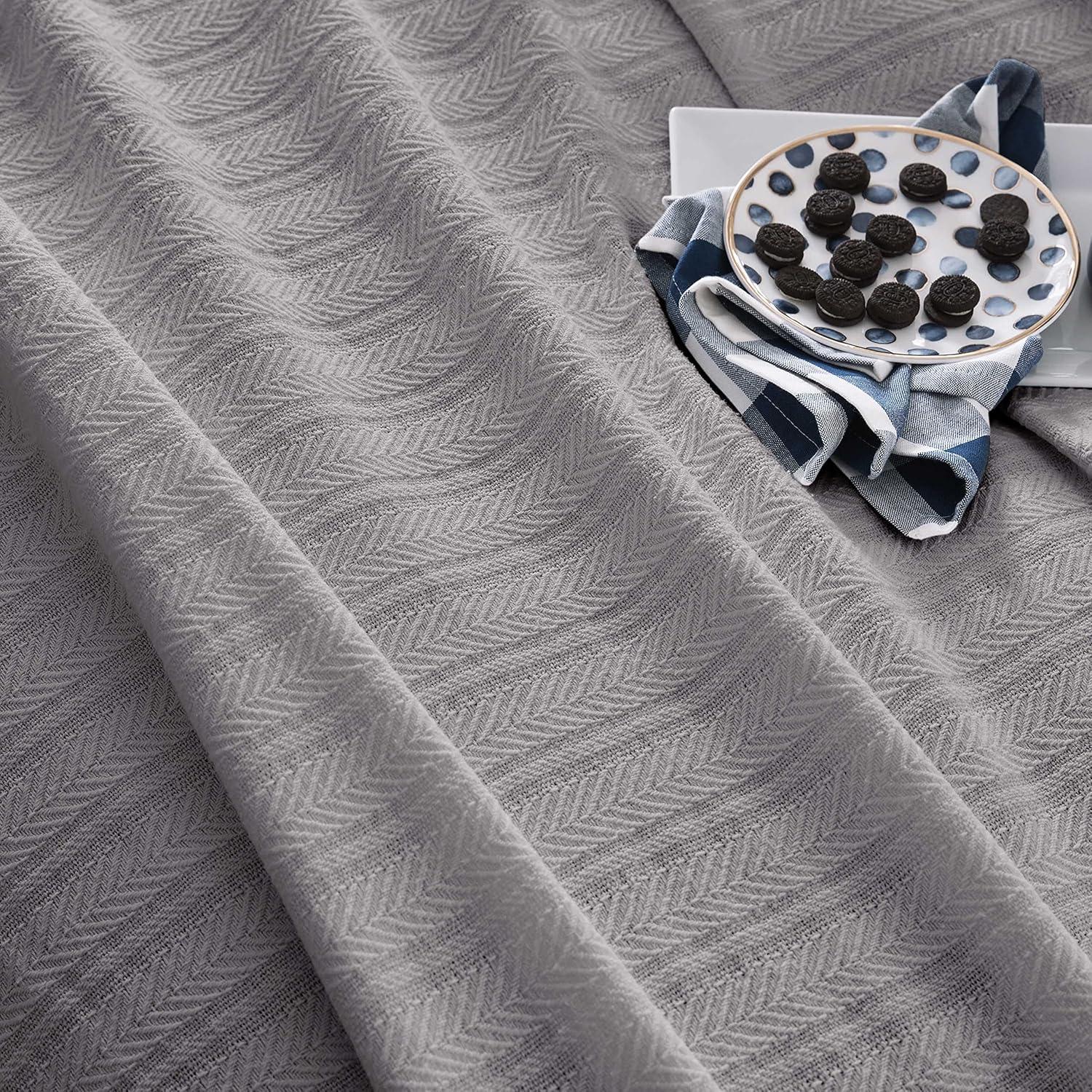 Vellux Vellux 100% Cotton Blanket - Soft, Breathable, Cozy & Lightweight Thermal Blanket  All-Season Blanket Perfect for Layering Bed, Couch & Sofa - Hotel Quality