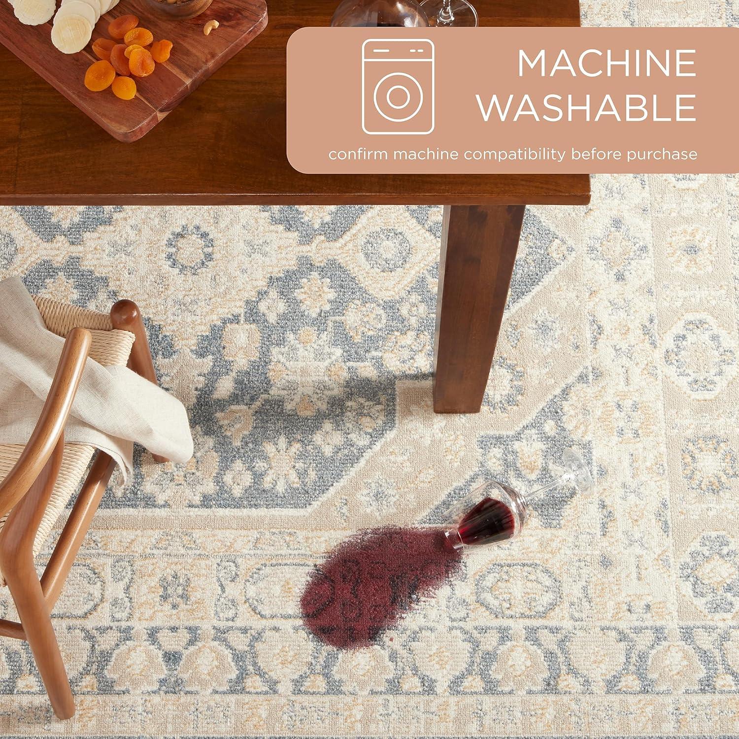 TOWN & COUNTRY EVERYDAY Rein Center Medallion Everwash Non-Slip Backing Washable Area Rug