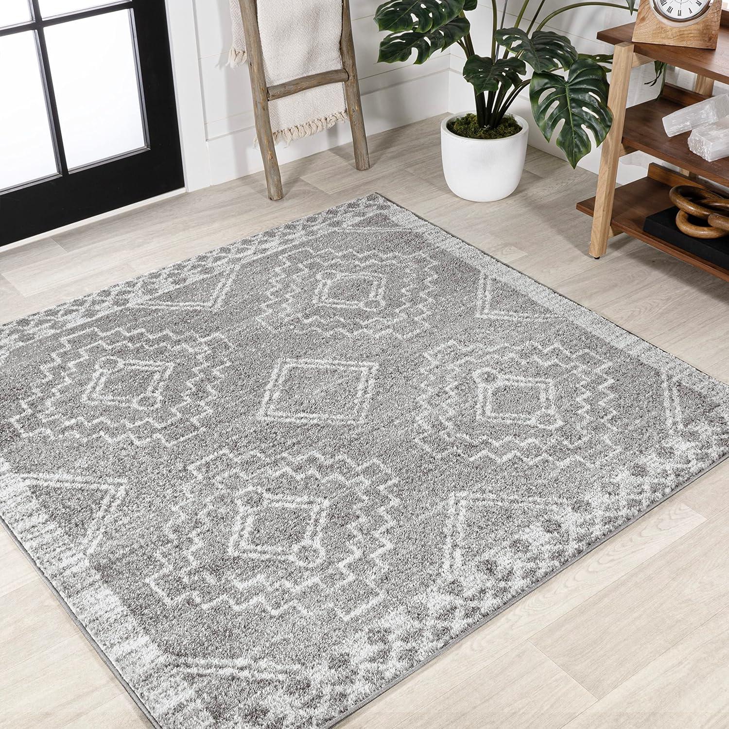 JONATHAN Y Amir Moroccan Beni Souk Gray/Cream 6' Square Area Rug