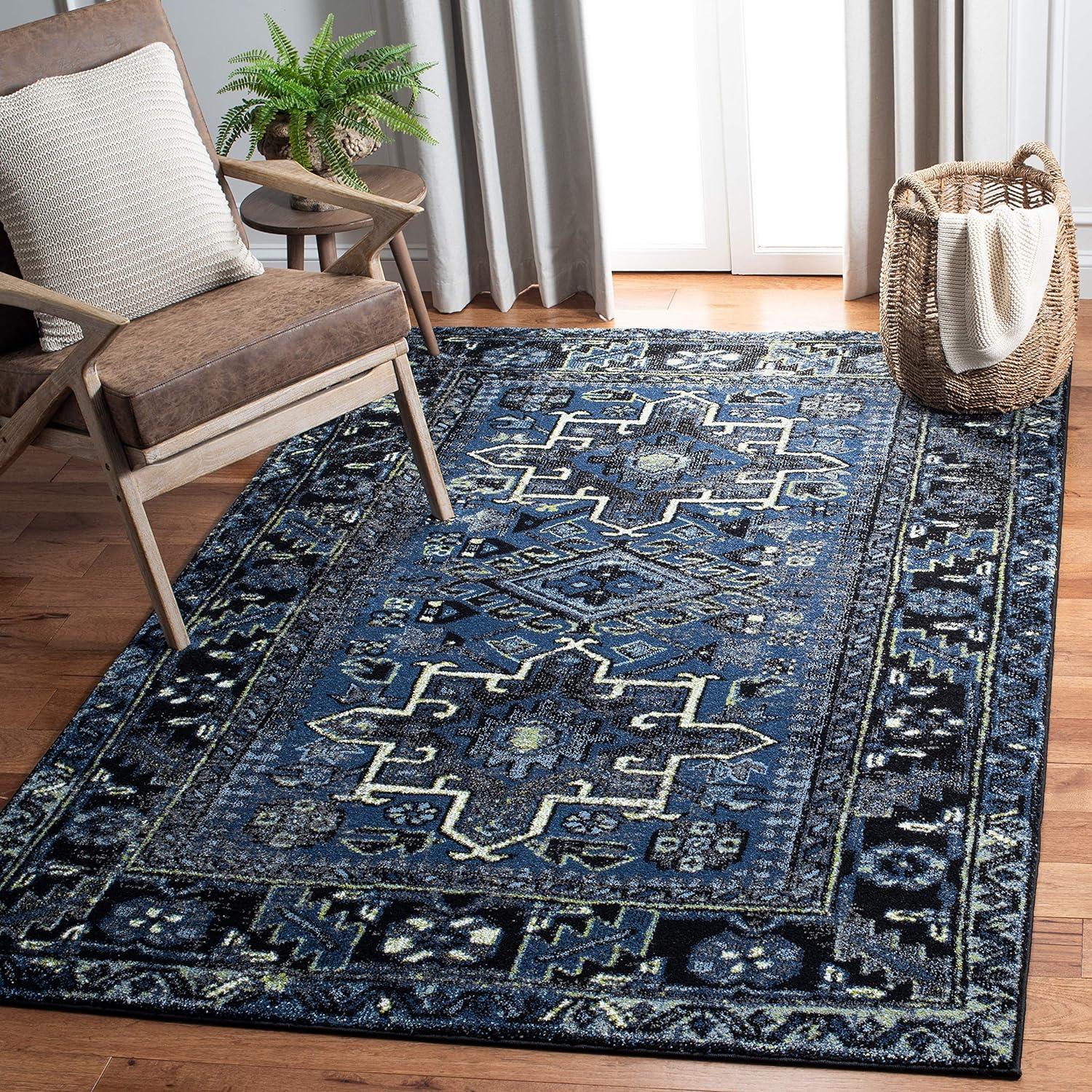 Vintage Hamadan VTH211 Power Loomed Area Rug - Blue/Grey - 6'7"x9' - Safavieh.