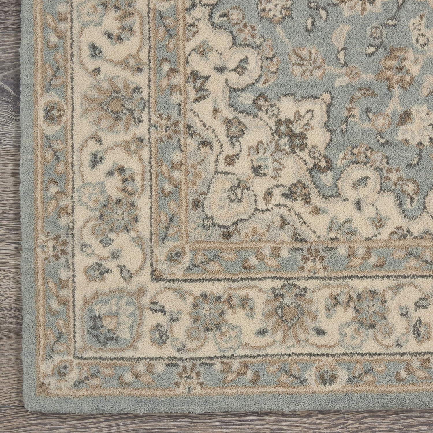 Aqua Ivory Elegance 2'6" x 4'3" Hand-Knotted Wool Blend Area Rug