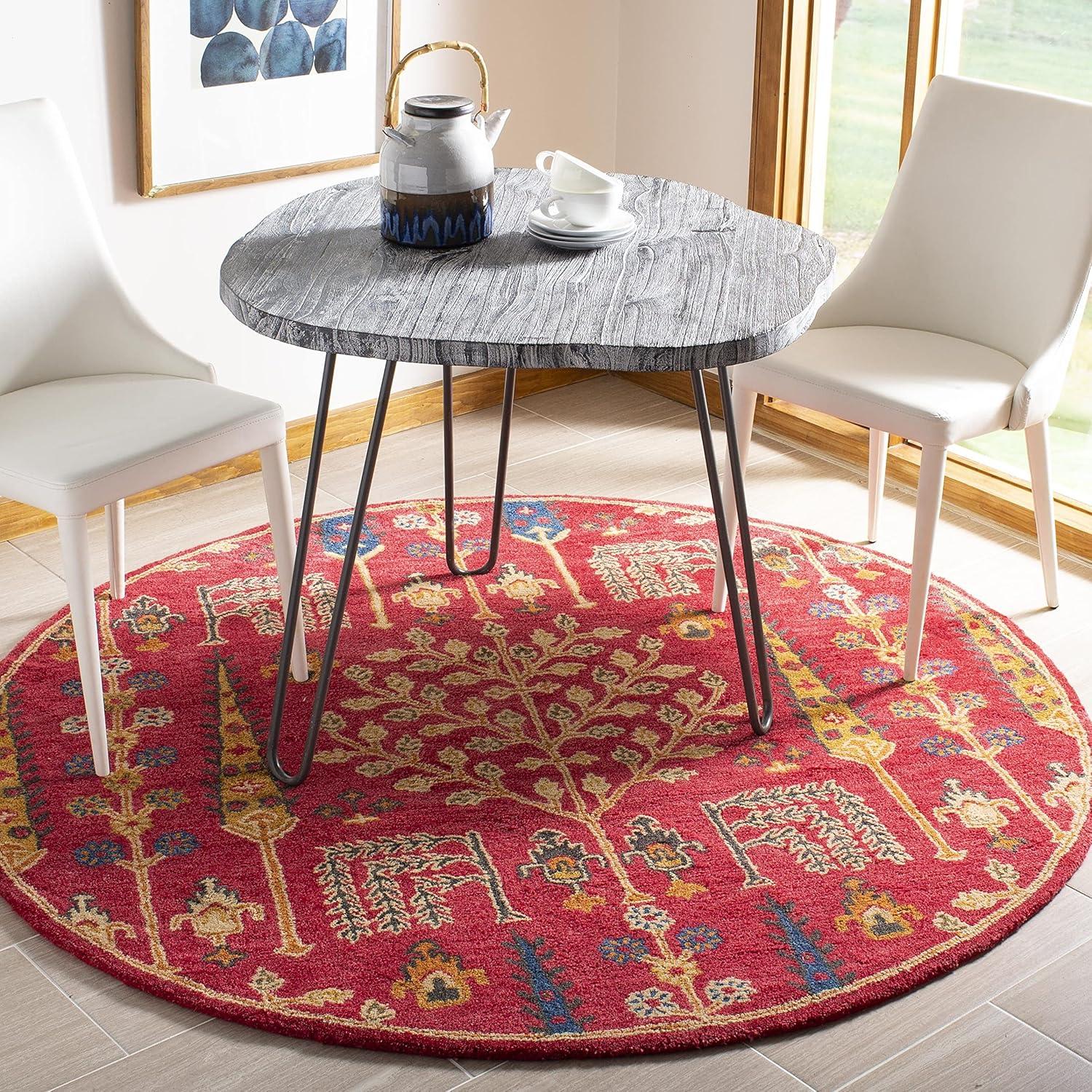 SAFAVIEH Heritage Kynaston Floral Wool Area Rug, Red/Multi, 9' x 12'