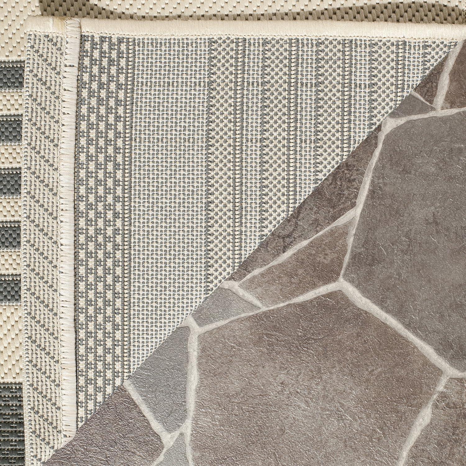 Courtyard CY6062 Power Loomed Indoor/Outdoor Area Rug - Grey/Bone - 5'3"x5'3" - Safavieh.