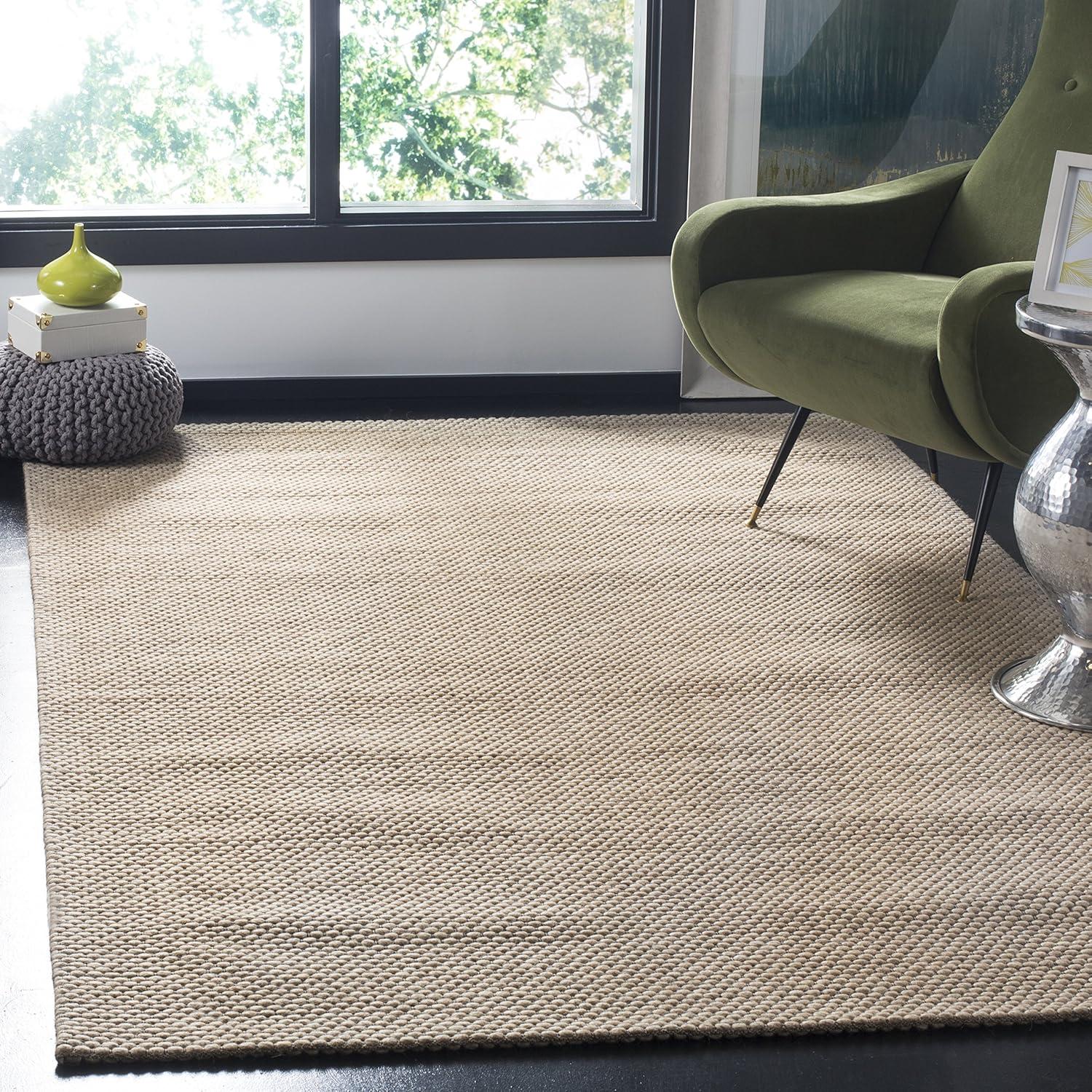 Grey and Black Hand-Tufted Wool Rectangular Area Rug 6' x 9'