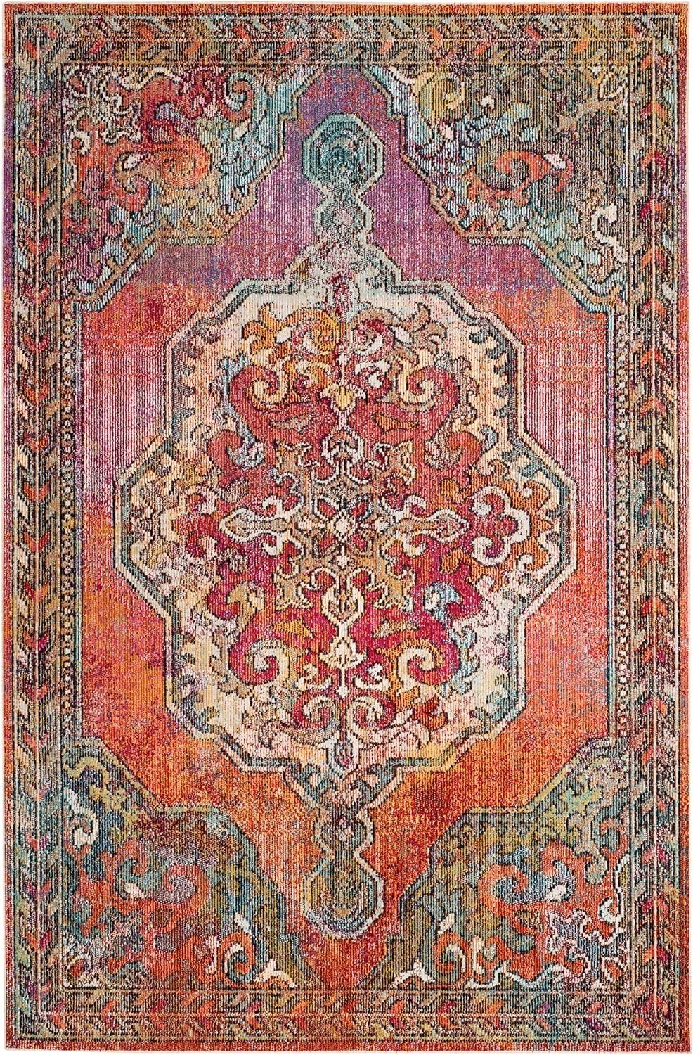 SAFAVIEH Crystal Dean Oriental Area Rug, Orange/Light Blue, 10' x 14'