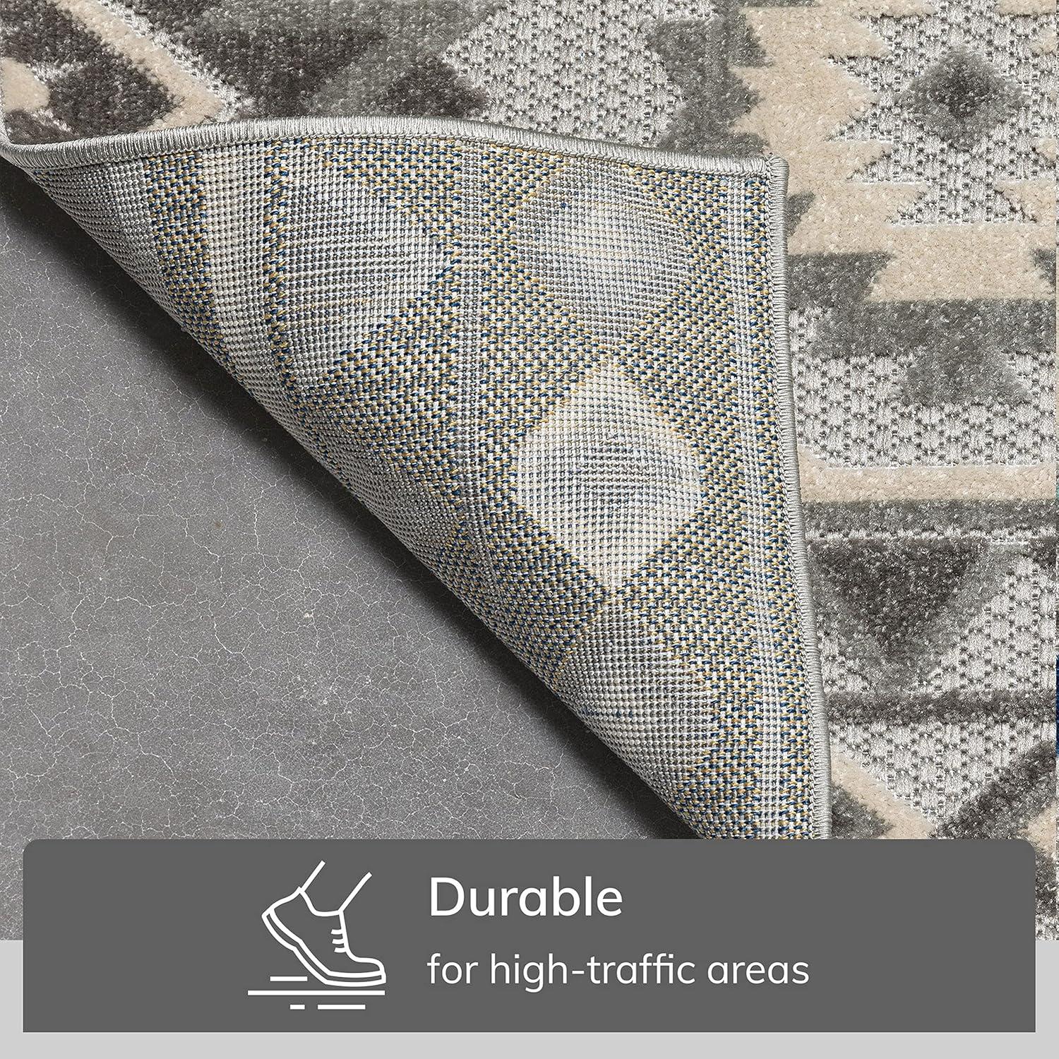 Ebern Designs Dickenson Mamba Geometric Grey Indoor/Outdoor Hi-Lo Area Rug