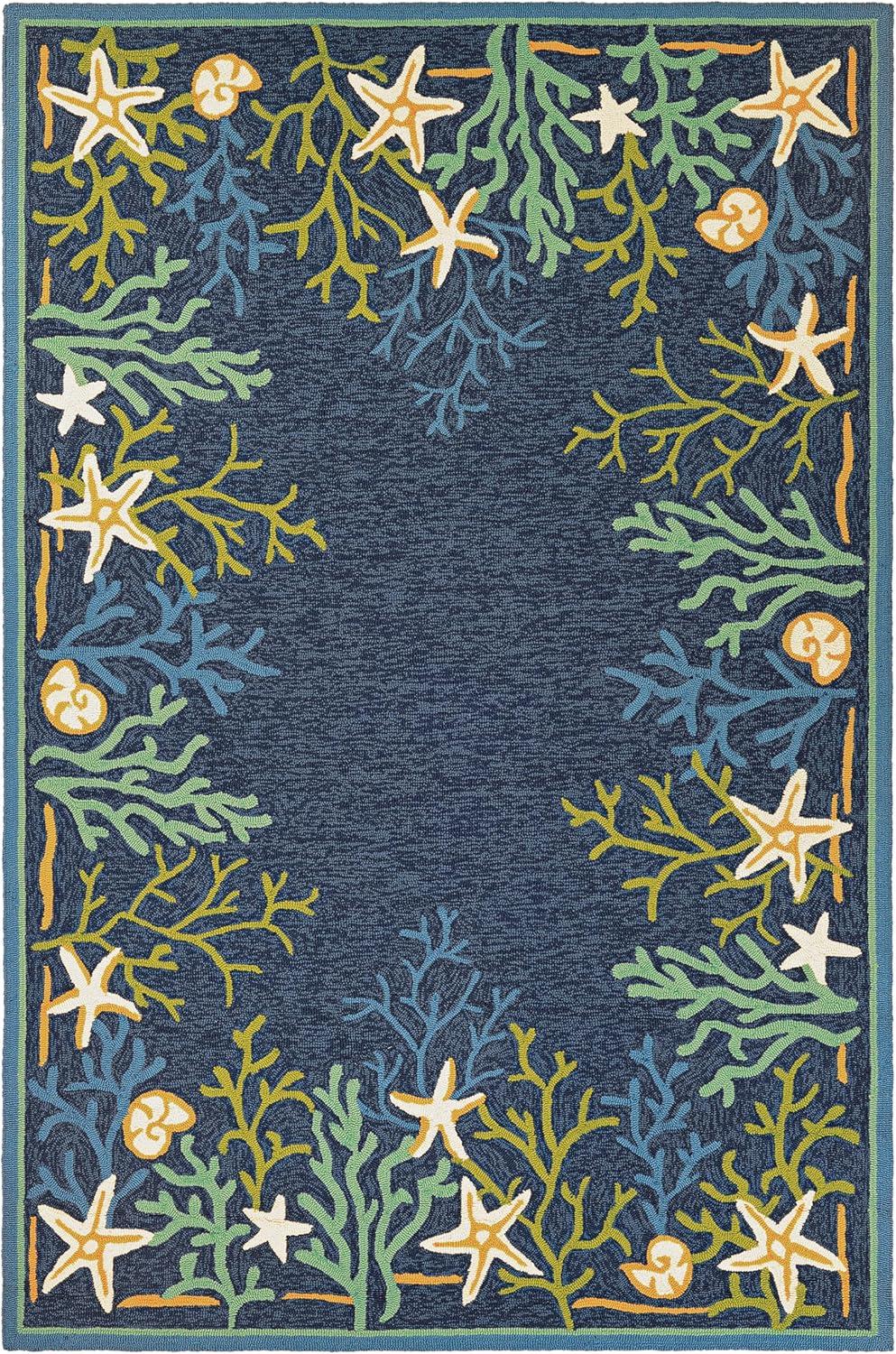 Couristan Outdoor Escape Sea Water Indoor / Outdoor Area Rug, Ocean Blue-Aqua, 3'6" x 5'6"