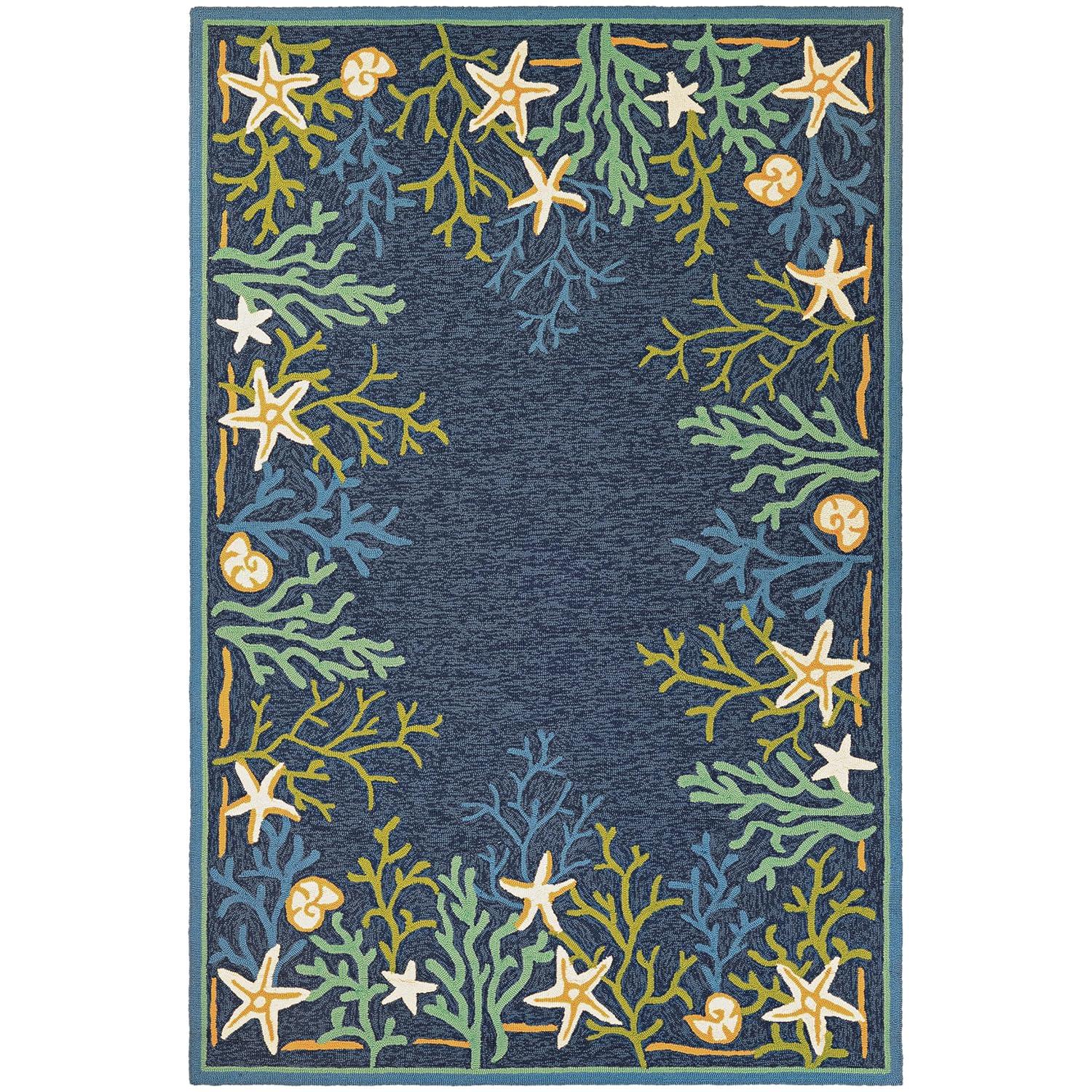 Couristan Outdoor Escape Sea Water Indoor / Outdoor Area Rug, Ocean Blue-Aqua, 3'6" x 5'6"