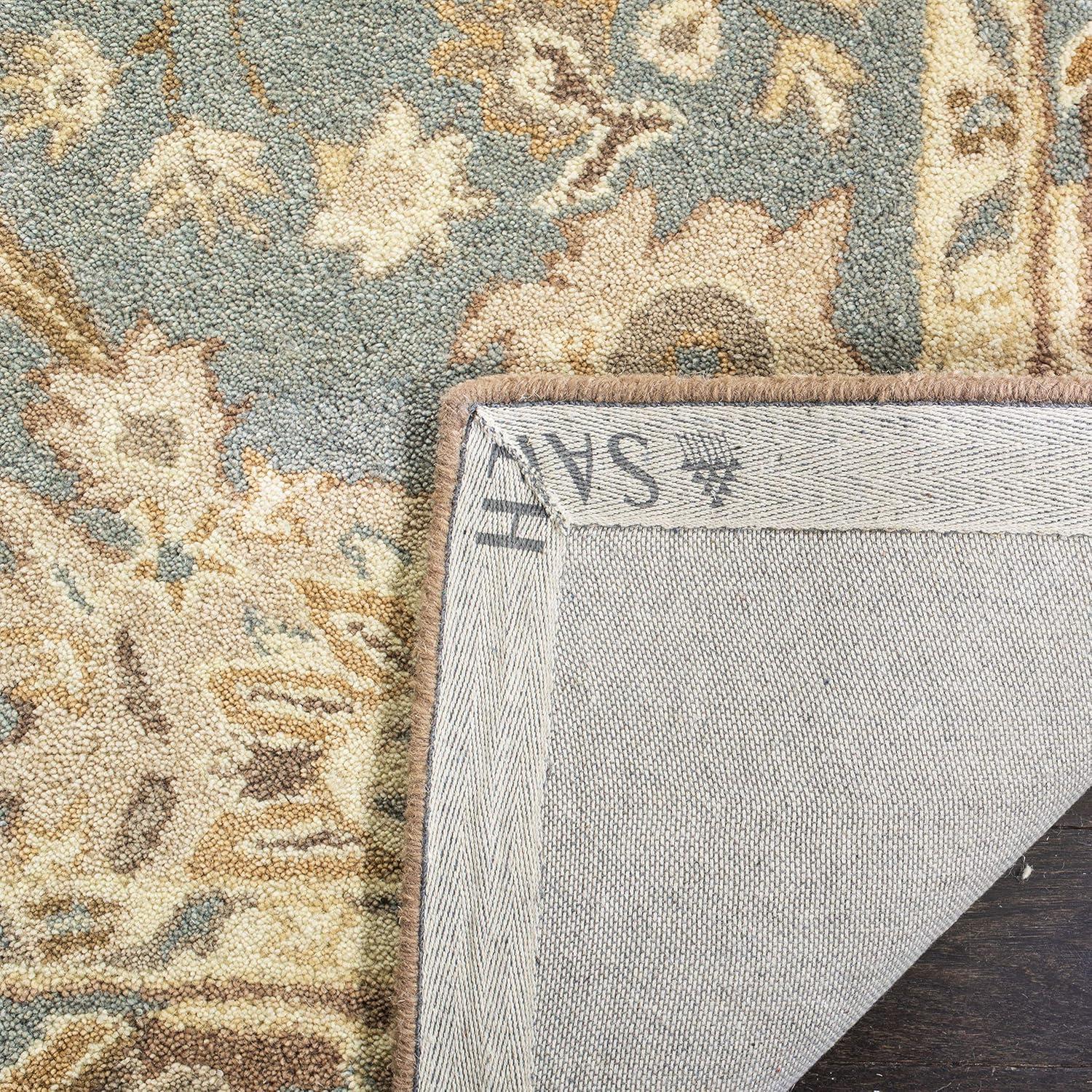 Teal and Camel Hand-Tufted Wool Traditional Area Rug