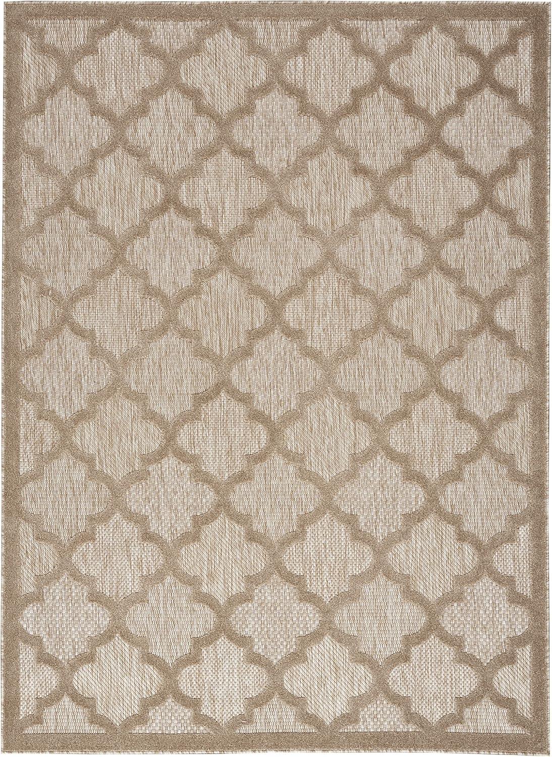 Nourison Easy Care Trellis Flatweave Indoor Outdoor Area Rug 4' x 6' Natural Beige