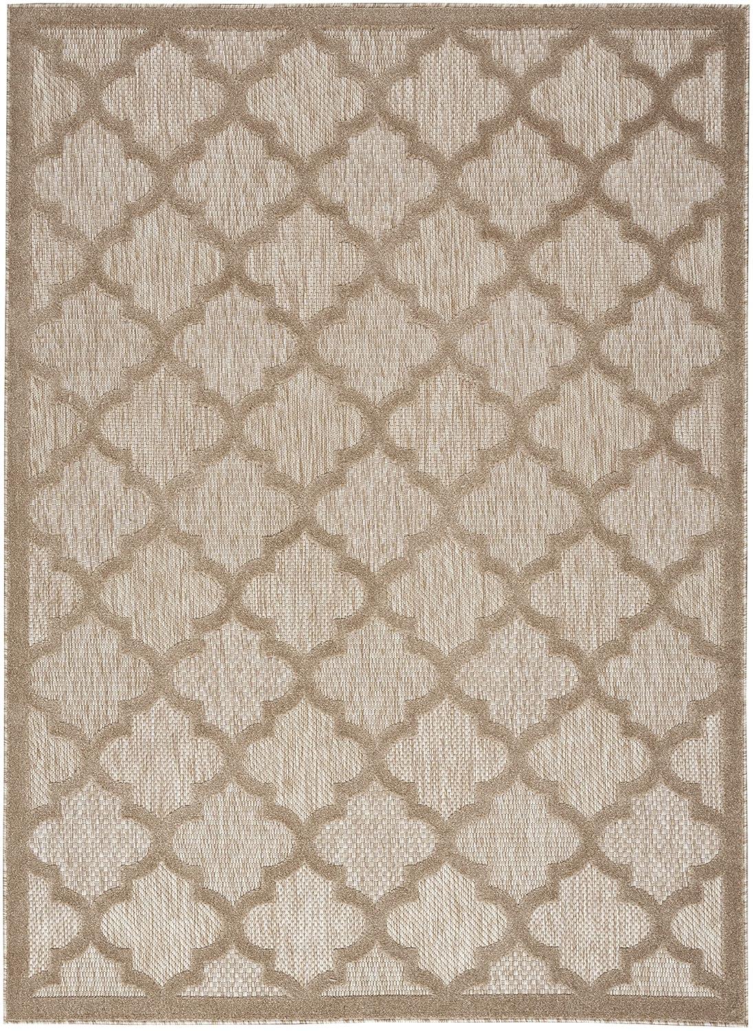 Nourison Easy Care Trellis Flatweave Indoor Outdoor Area Rug 4' x 6' Natural Beige