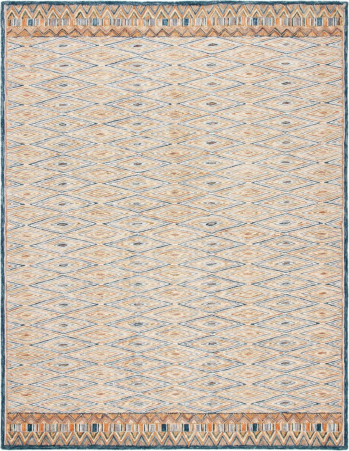 SAFAVIEH Aspen Millicent Geometric Wool Area Rug, Gold/Rust, 9' x 12'
