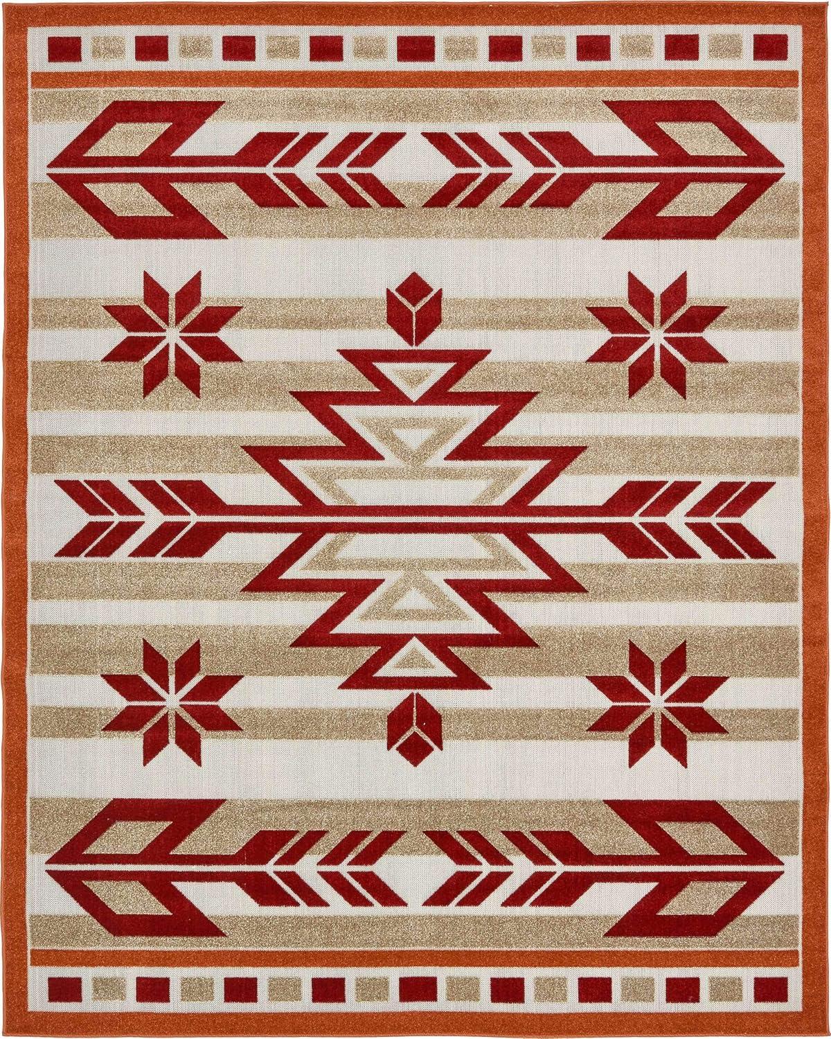 Unique Loom 8' 0 x 10' 0 Burgundy Outdoor Modern Albuquerque Area Rug