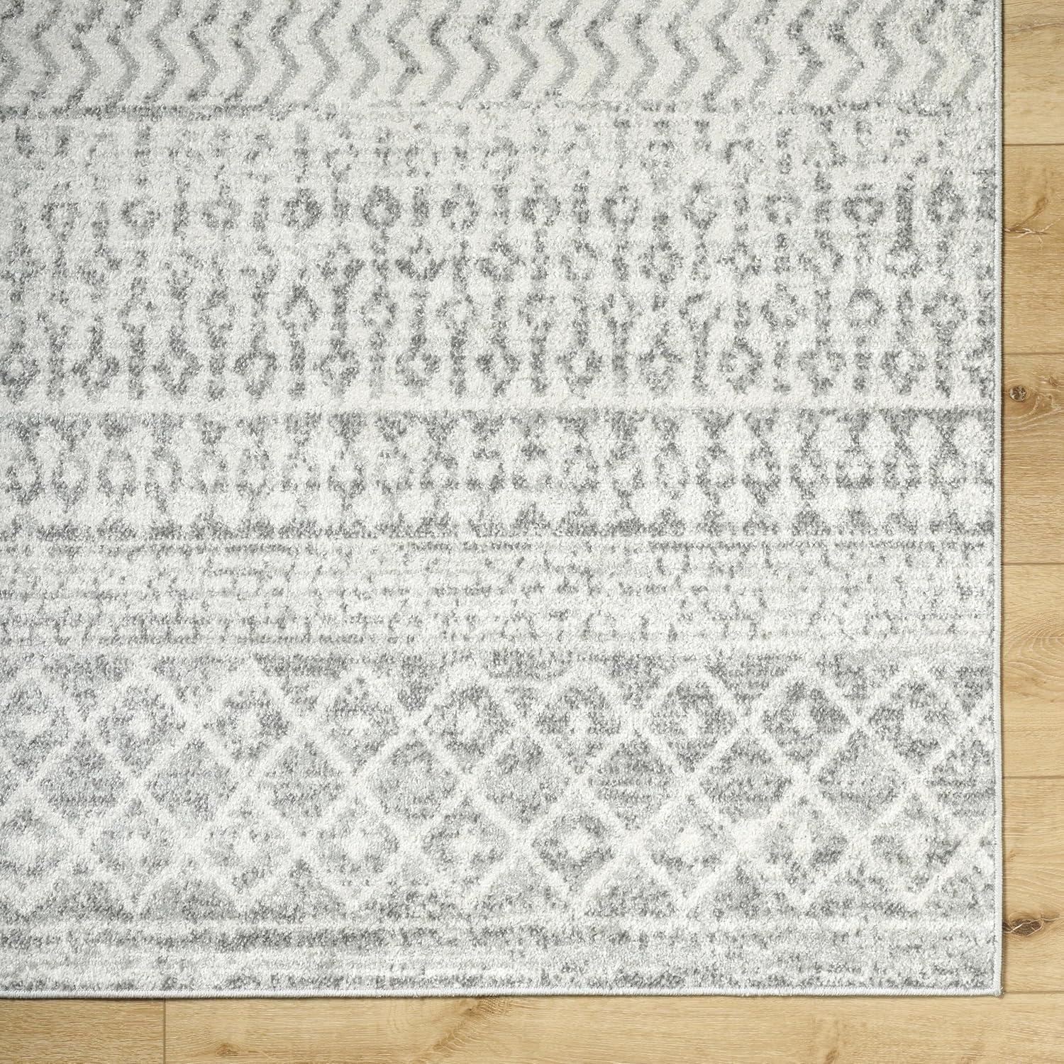 Livabliss Elaziz Boho Moroccan Area Rug,4' x 6' Oval,Gray