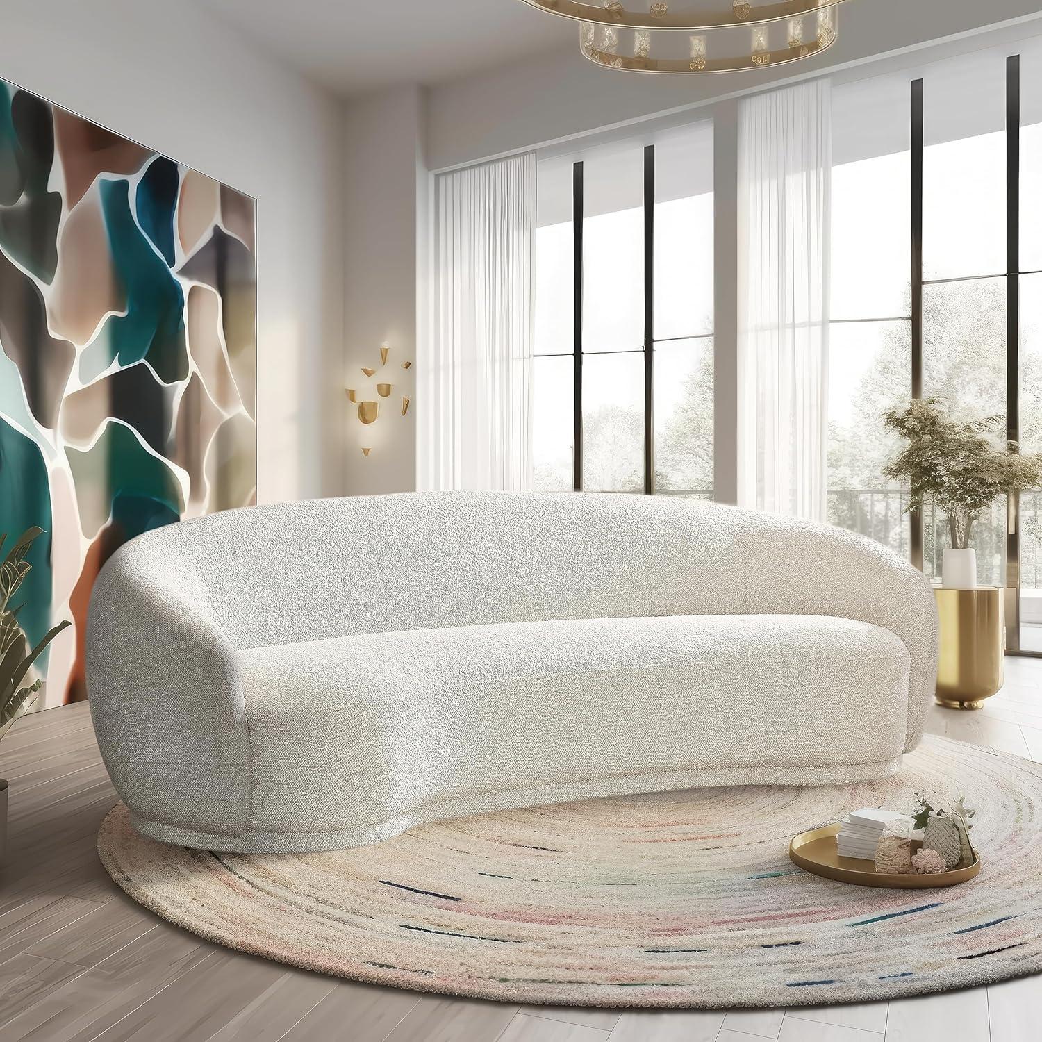 Meridian Furniture Hyde Cream Boucle Fabric Sofa