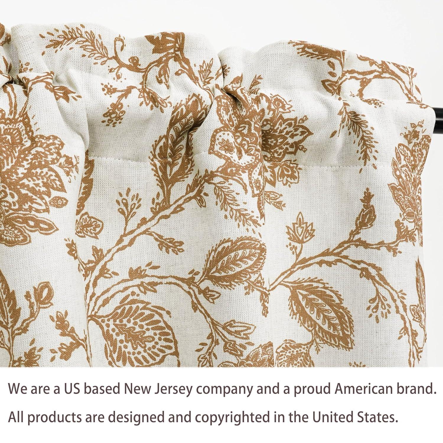 DriftAway Freda Jacobean Floral Linen Blend Blackout Thermal Insulated Energy Saving Privacy Window Curtain Valance Rod Pocket 2 Layers