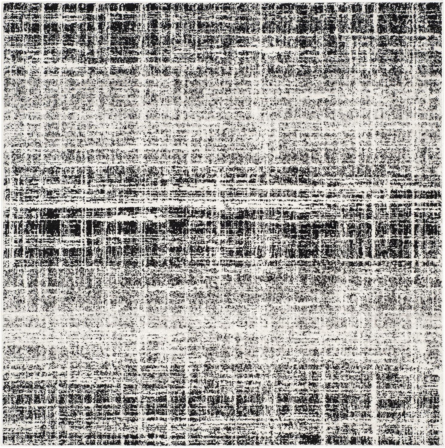 Adirondack ADR116 Machine Made Indoor Area Rug - Ivory/Black - 4'x4' - Safavieh