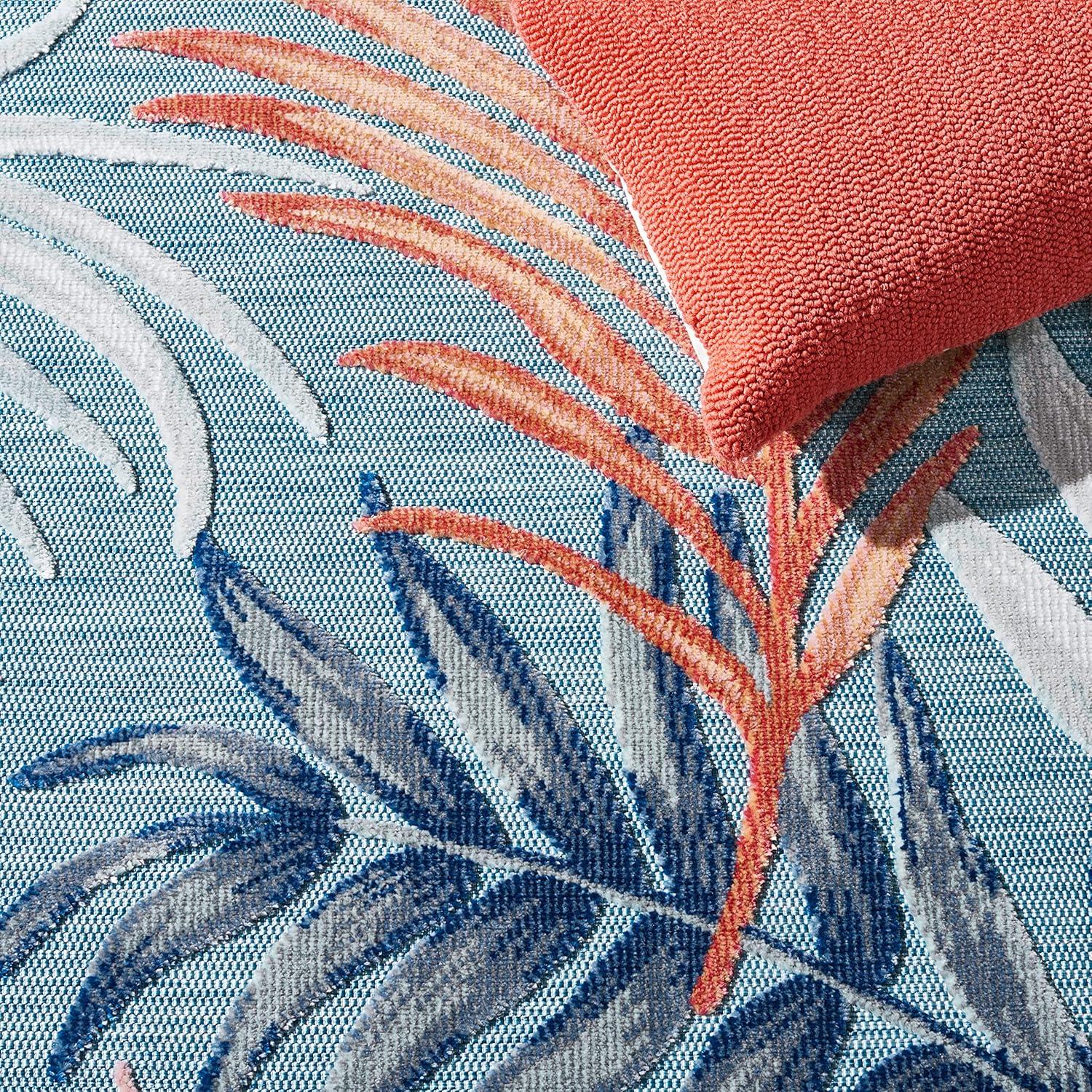 Cabana CBN458 Power Loomed UV Resistant Indoor/Outdoor Area Rug - Blue/Rust - 5'1"x7'6" - Safavieh