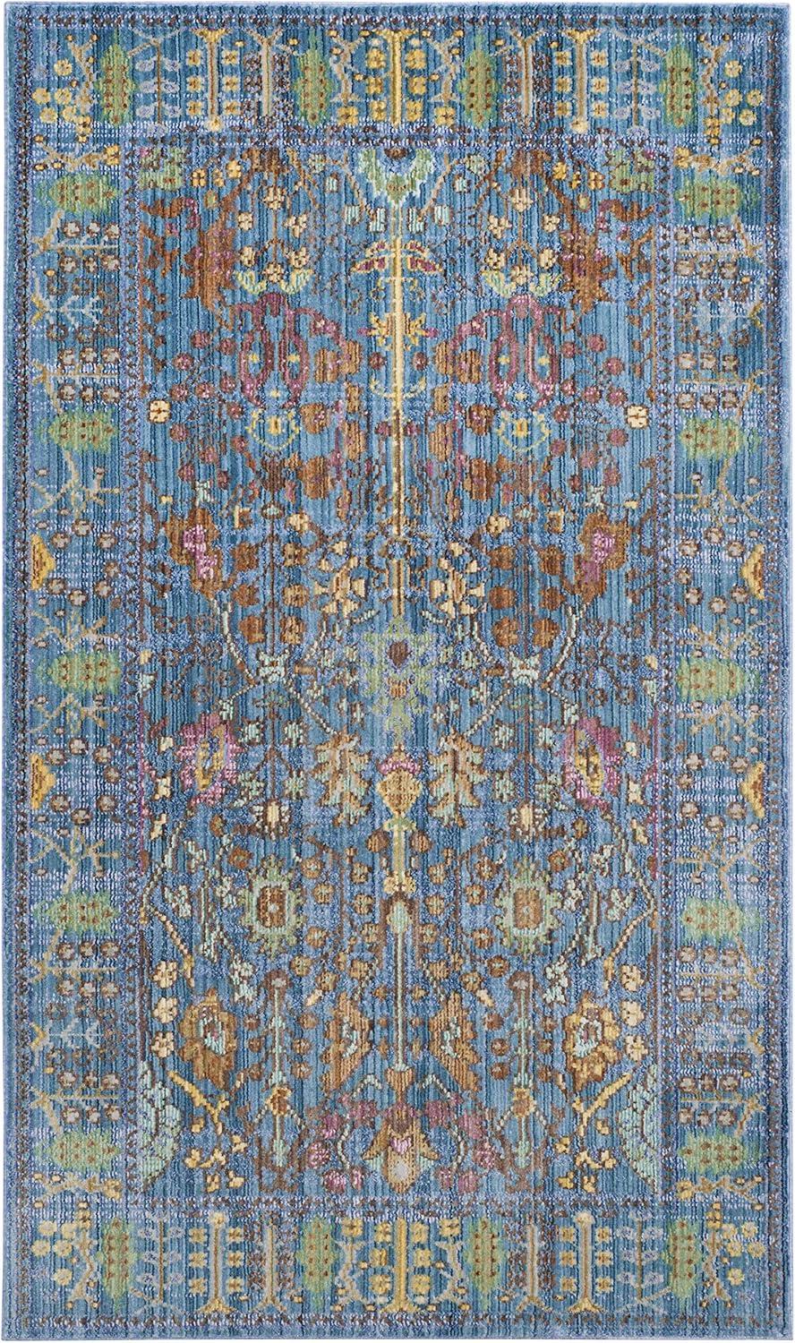 SAFAVIEH Valencia Collection 9' x 12' Blue/Multi VAL108M Boho Chic Distressed Area Rug