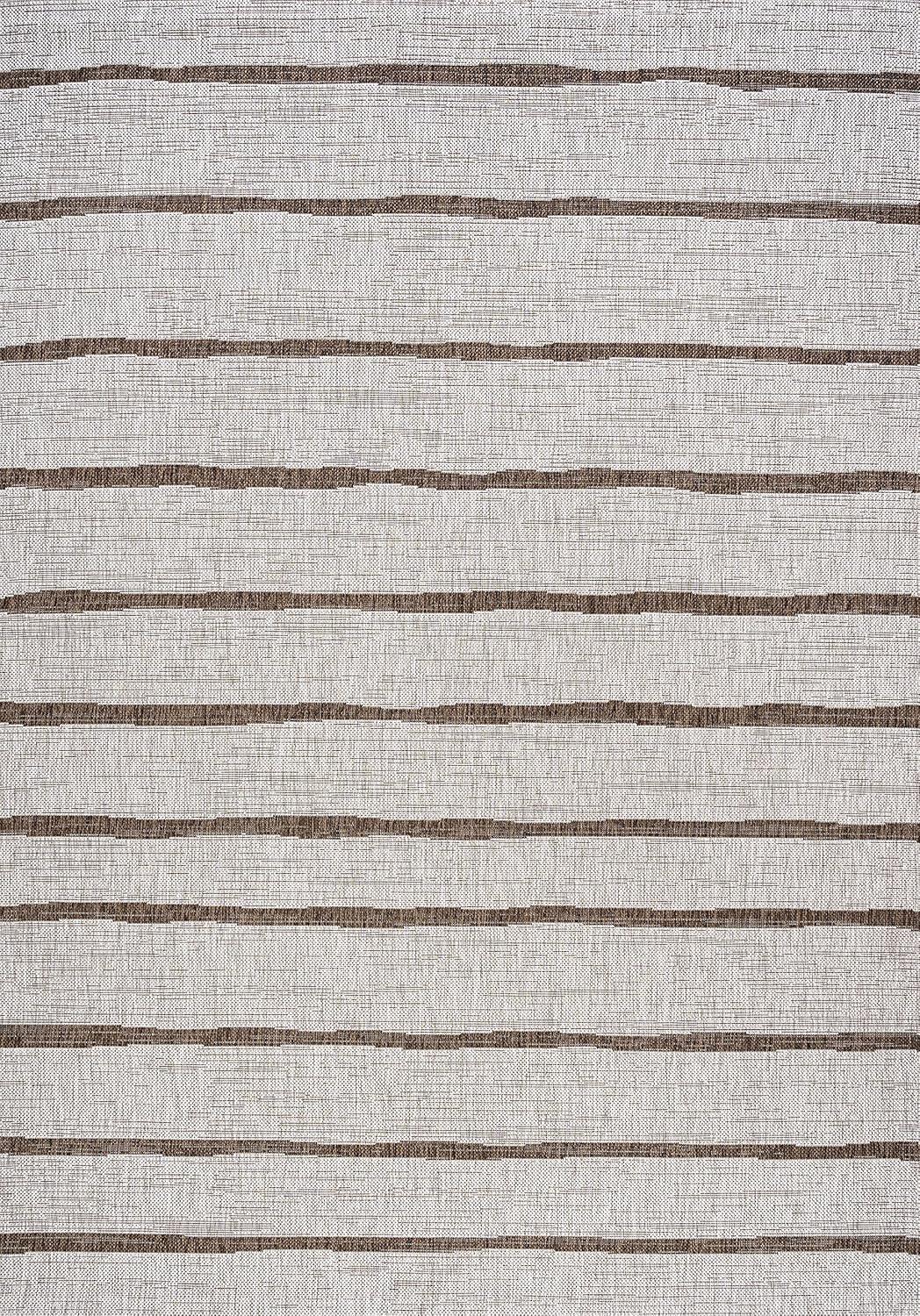 3'x5' Colonia Berber Stripe Indoor/Outdoor Area Rug, Beige/Brown - JONATHAN Y