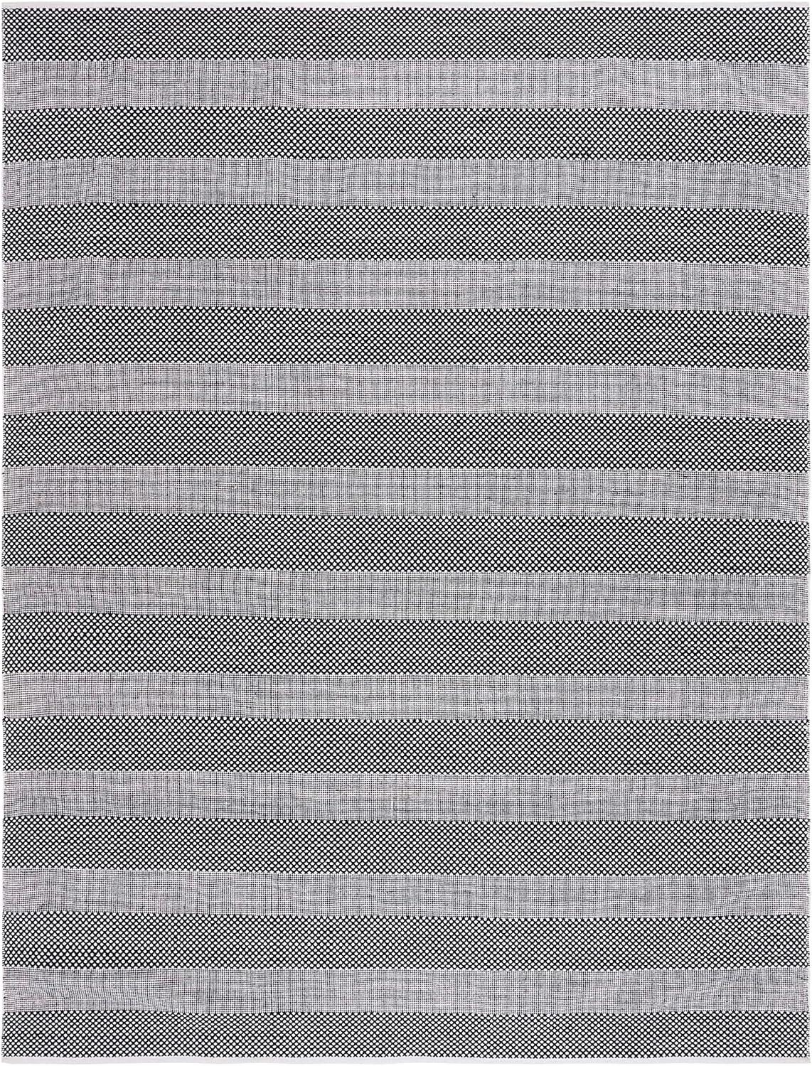 Striped Kilim STK802 Hand Woven Area Rug - Ivory/Black - 8'x10' - Safavieh.