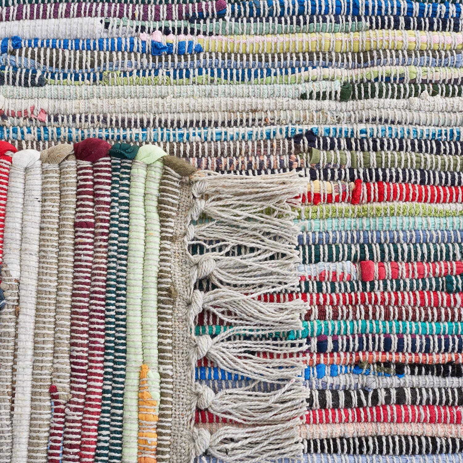 Rag Rug RAR121 Hand Woven Indoor Area Rug - 6'x6' - Grey/Multi - Safavieh