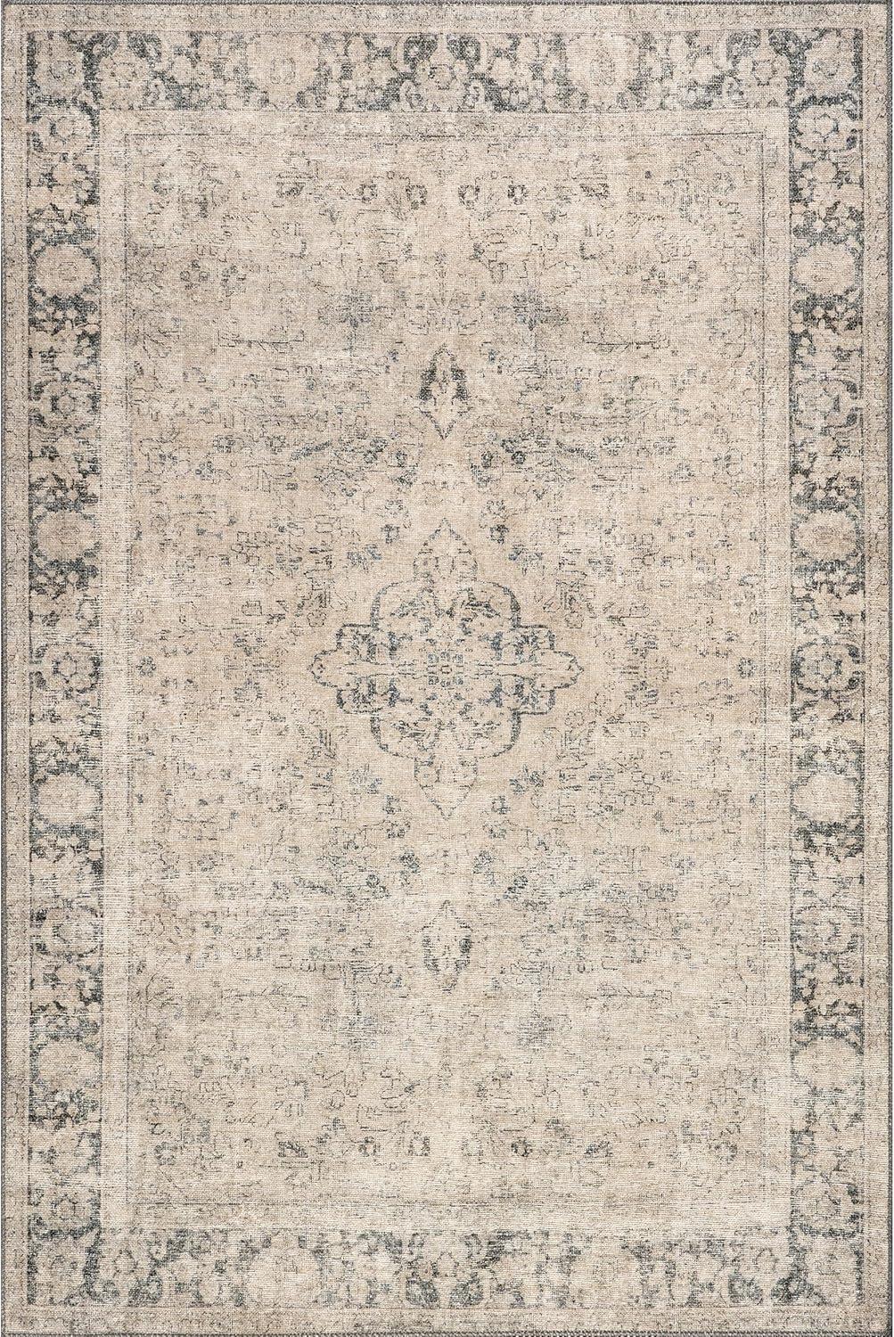 Nuloom Hillstone Collection Brinly Traditional Vintage Medallion Area Rug, 9' x 12', Light beige