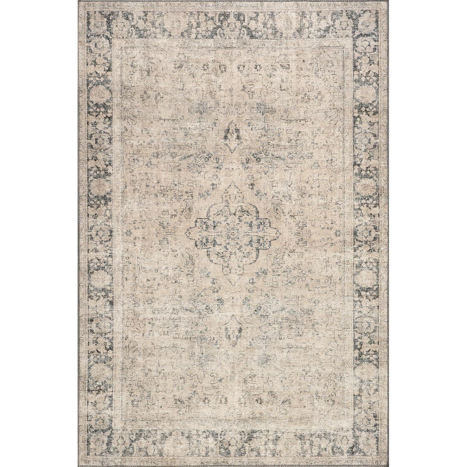 Nuloom Hillstone Collection Brinly Traditional Vintage Medallion Area Rug, 9' x 12', Light beige