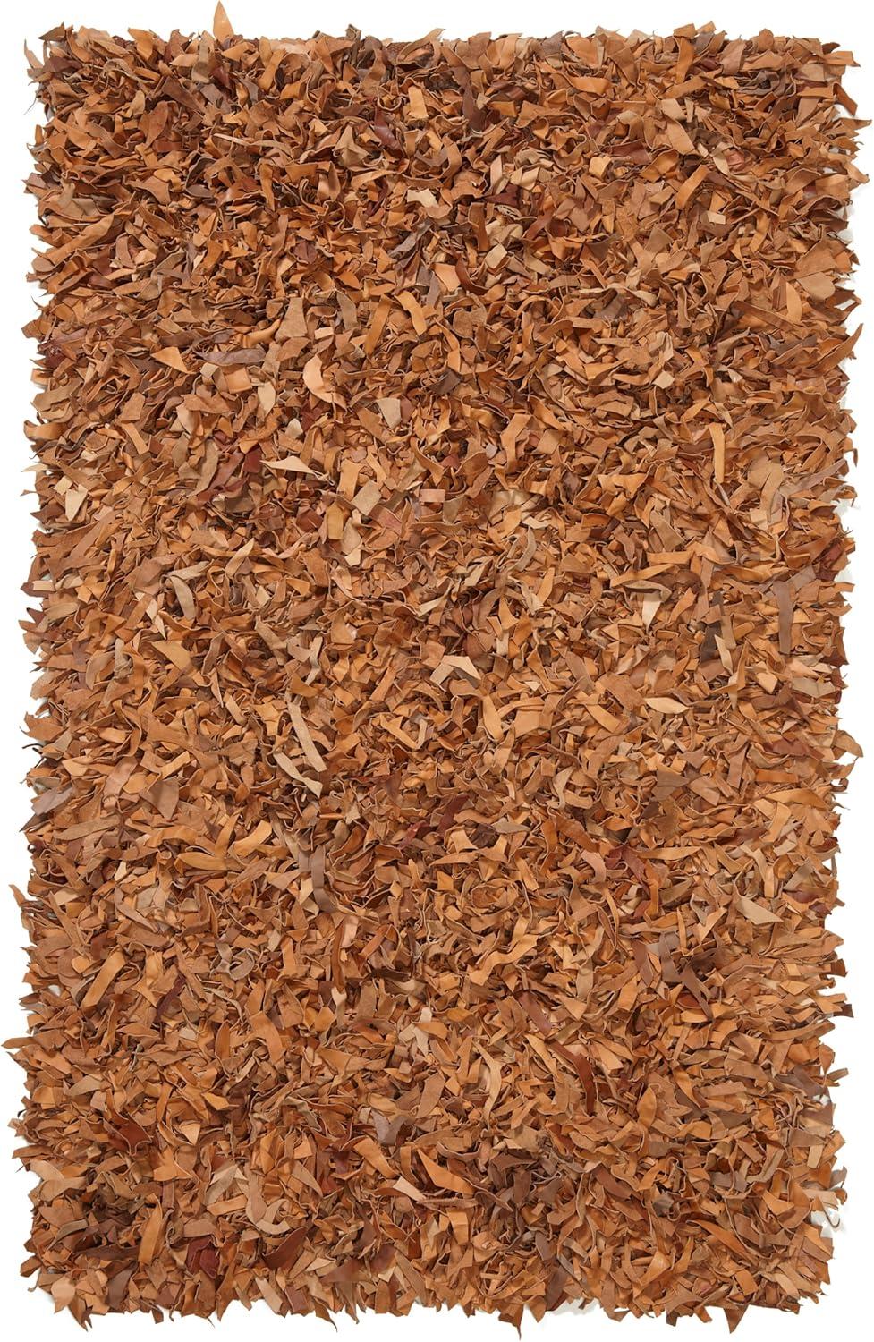 SAFAVIEH Leather Shag Collection Accent Rug - 4' x 6', Light Blue, Hand-Knotted Modern Leather, Ideal for High Traffic Areas in Entryway, Living Room, Bedroom (LSG511L)