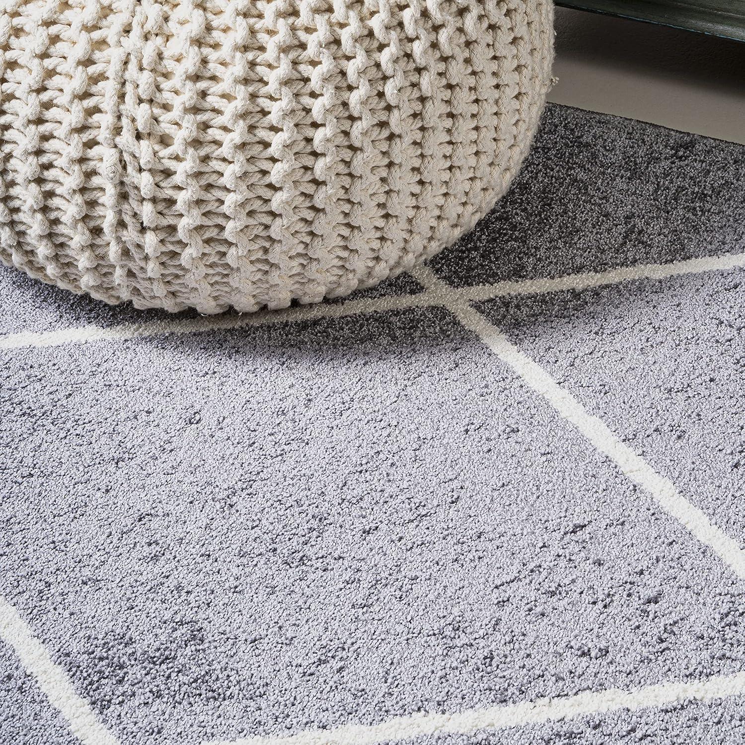 5'x8' Cole Minimalist Diamond Trellis Area Rug, Gray/White - JONATHAN Y