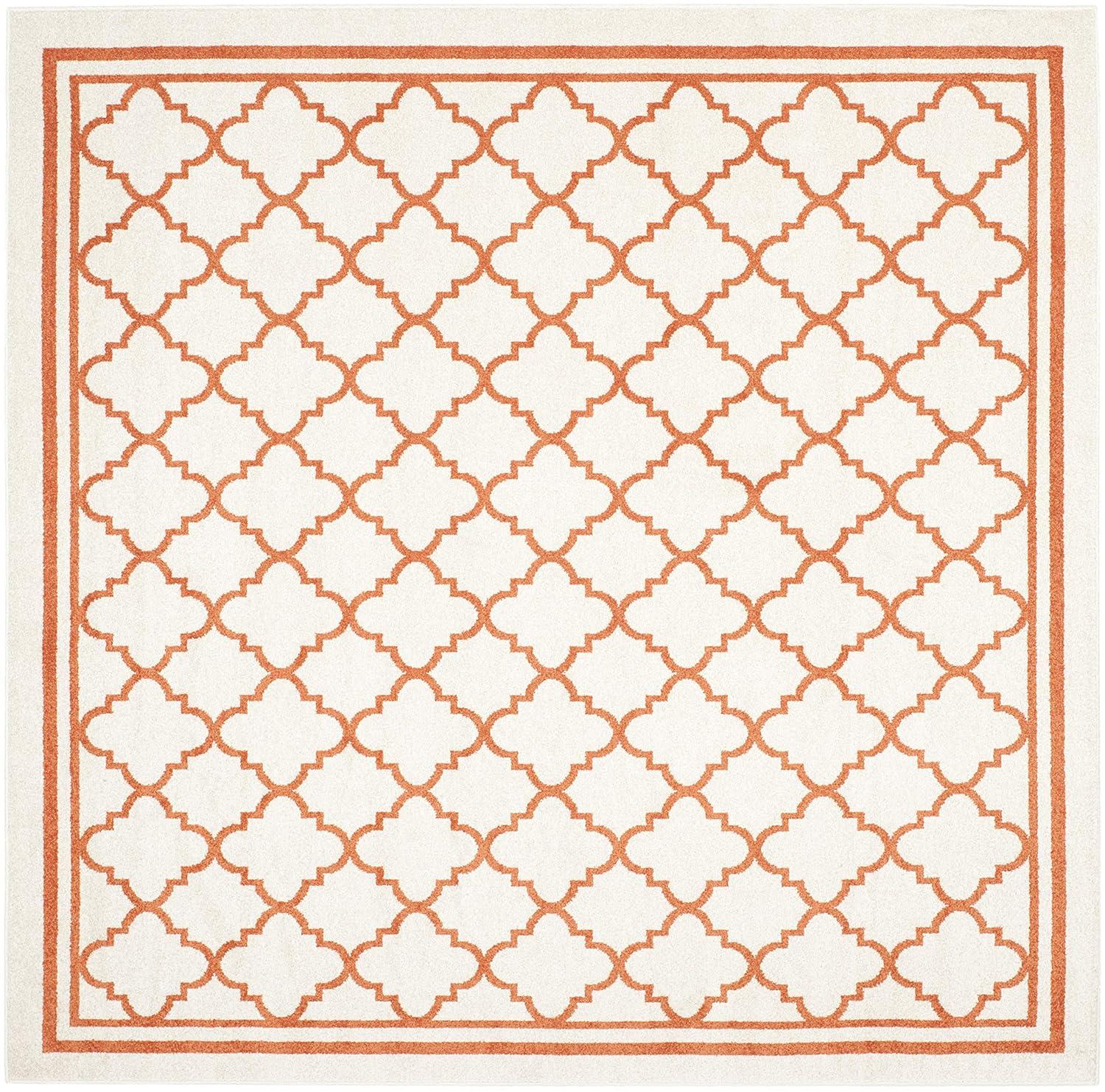 Amherst AMT422 Power Loomed Indoor Area Rug - Beige/Orange - 7'x7' - Safavieh