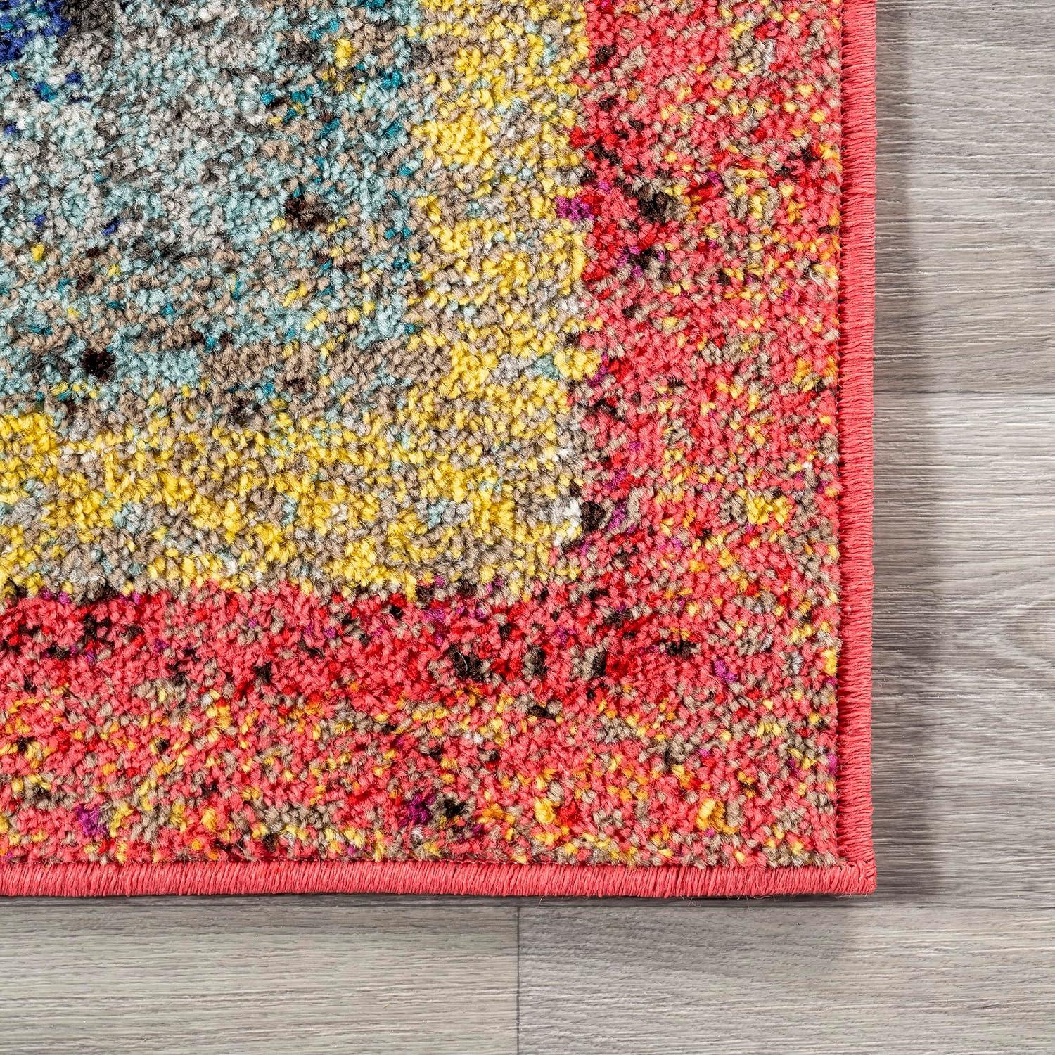 nuLOOM 5'x8' Hargis Labyrinth Area Rug Red/Pink: Contemporary Indoor Low Pile, Stain & Fade-Resistant Rug