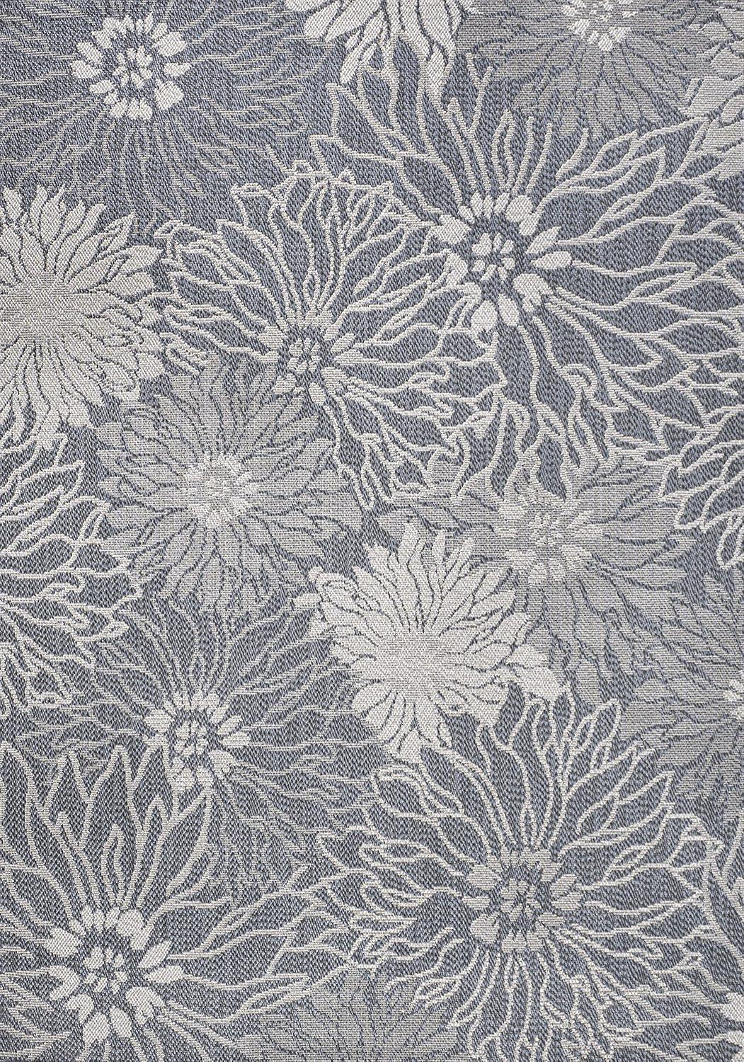5' x 8' Bahamas Modern All-Over Floral Indoor/Outdoor Area Rug, Navy/Gray - JONATHAN Y