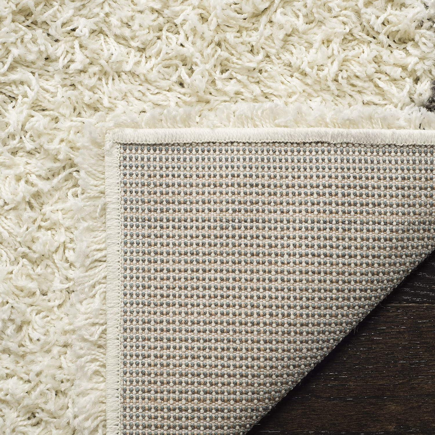 Dallas Shag SGD257 Power Loomed Area Rug - Ivory/Dark Grey - 4'x4' - Safavieh.