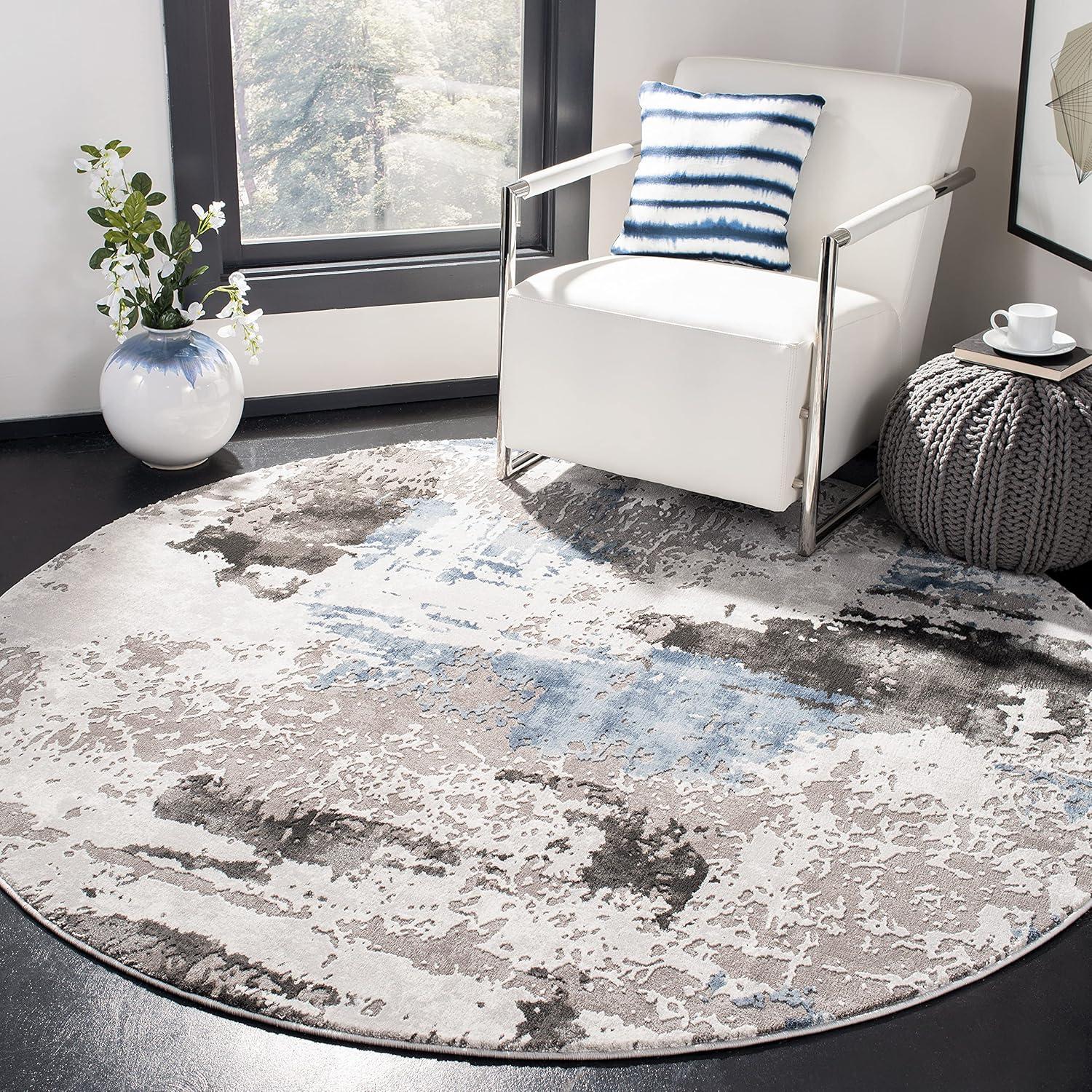 Craft CFT820 Loomed Indoor Area Rug - Grey/Blue - 6'7"x6'7" Round - Safavieh